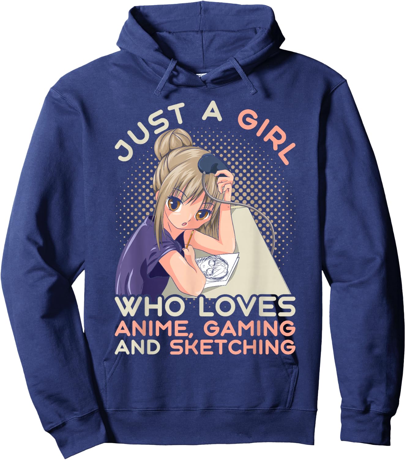 Video game Gaming Manga Drawing Anime Gamer Girls Hoodie - Hoodie | Navy