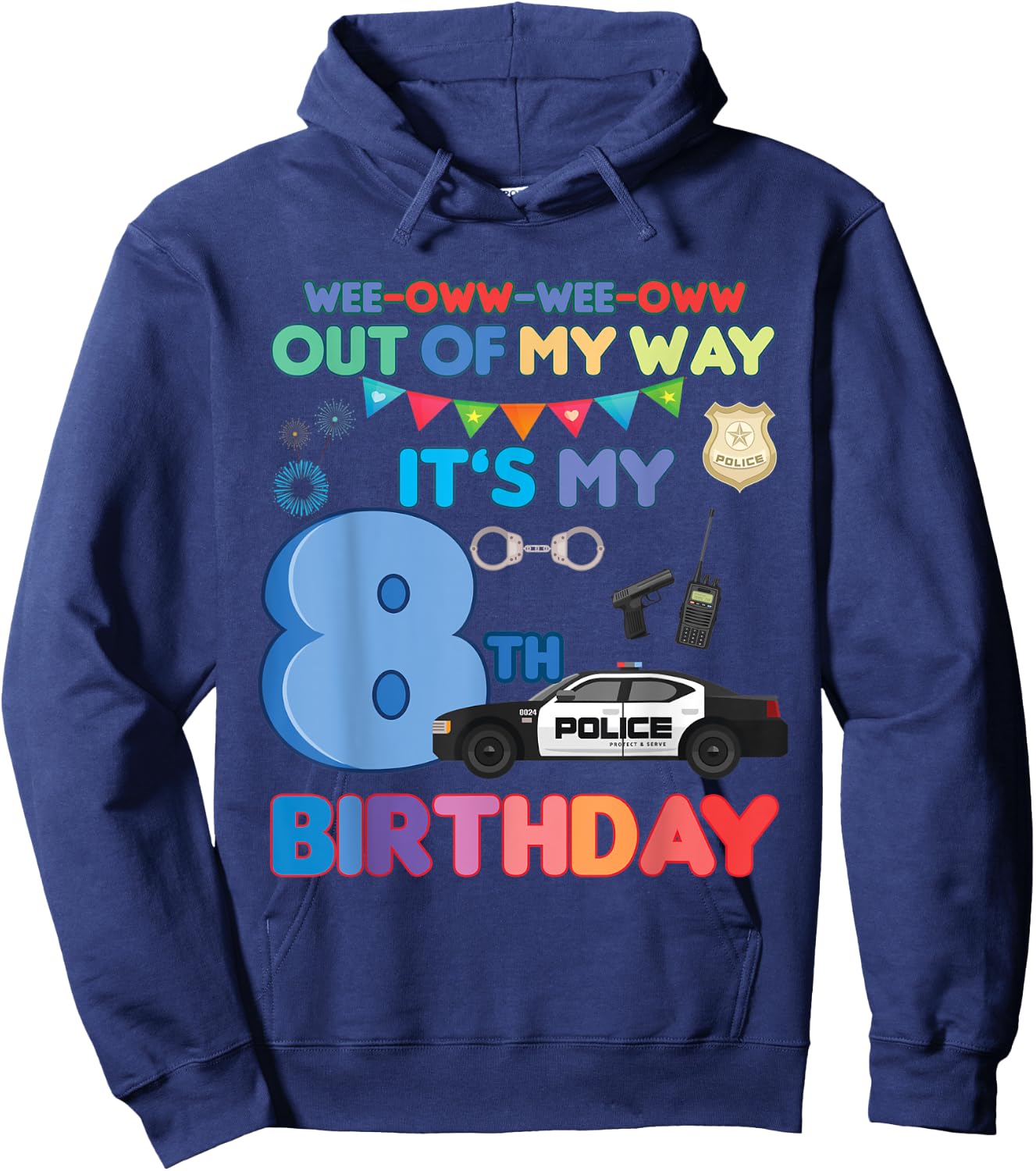 Out of my way it's my 8th birthday Police kids boy Hoodie - Hoodie | Navy