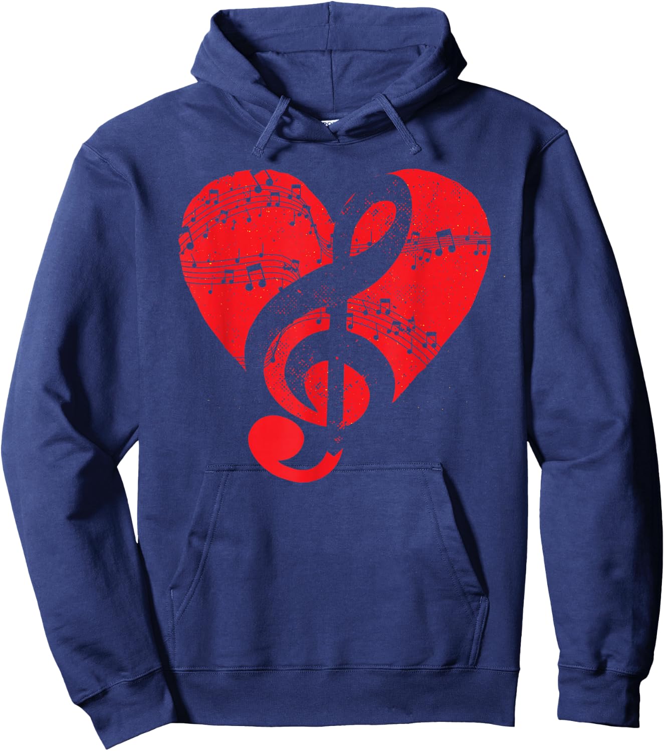 Musician Music Lover Treble Clef Heart Music Notes Music Hoodie - Hoodie | Navy