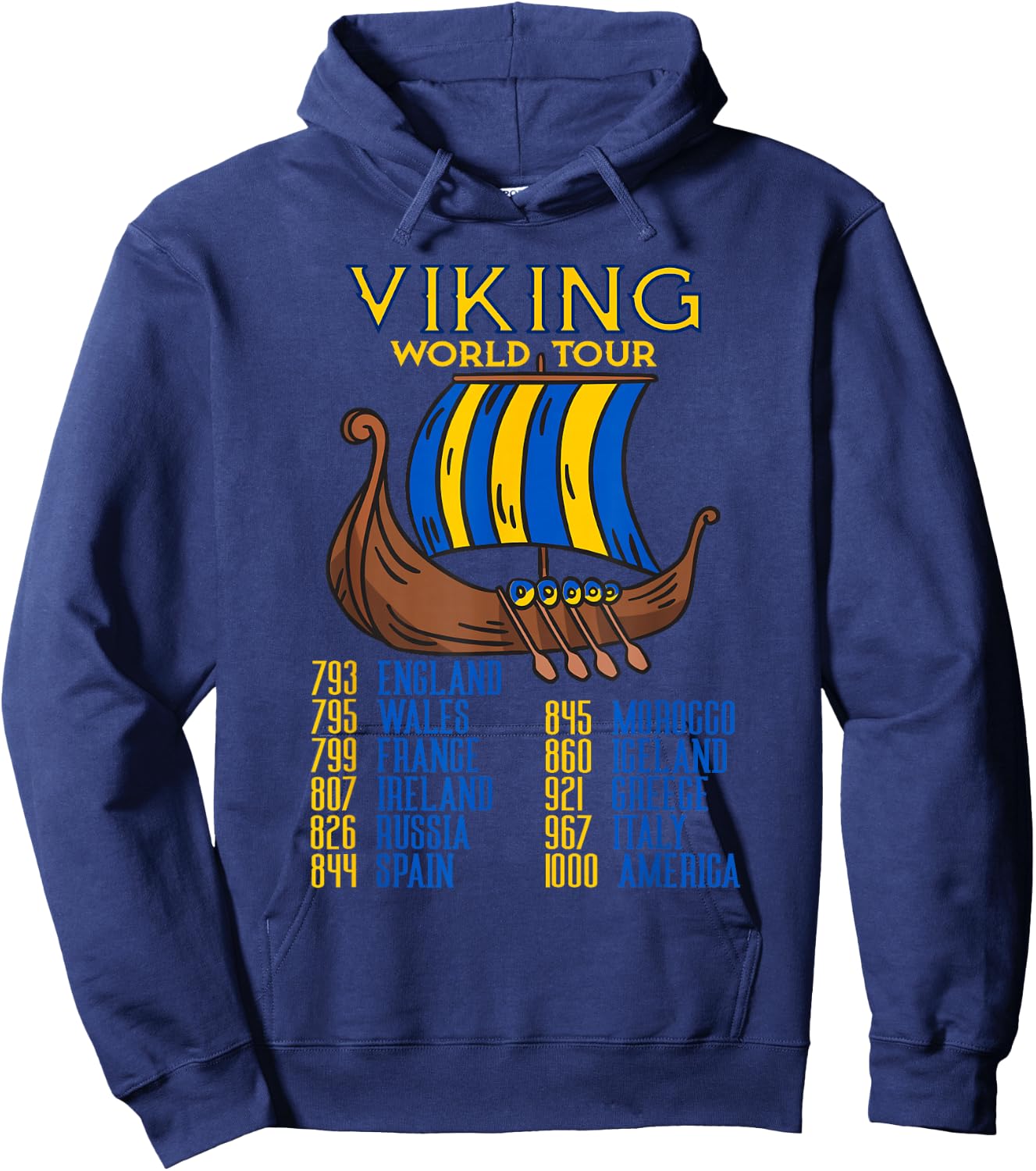 Viking World Tour Swedish Viking Ship Viking Tour Hoodie - Hoodie | Navy