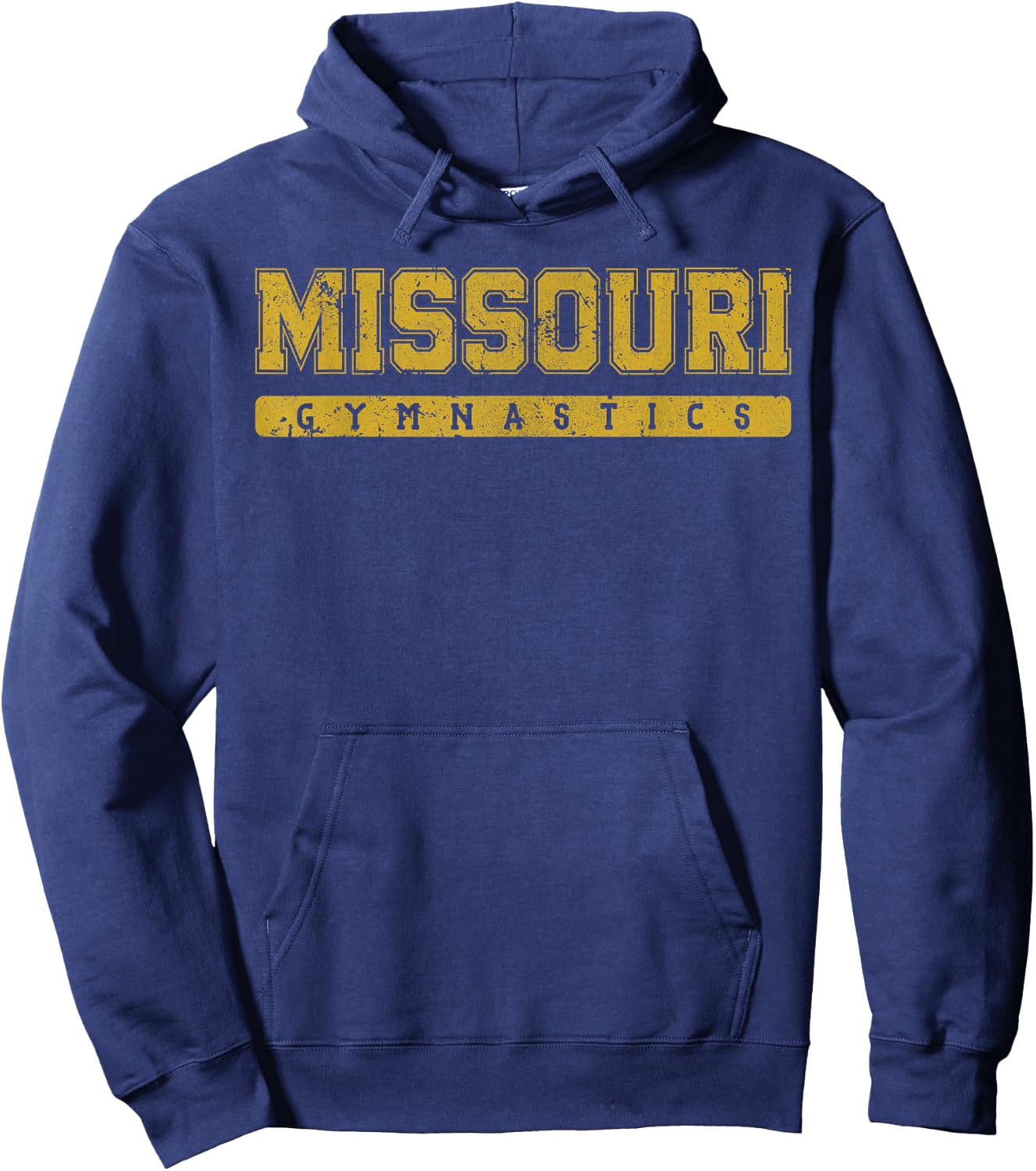 Missouri Gymnastics Yellow Vintage Text Hoodie - Hoodie | Navy