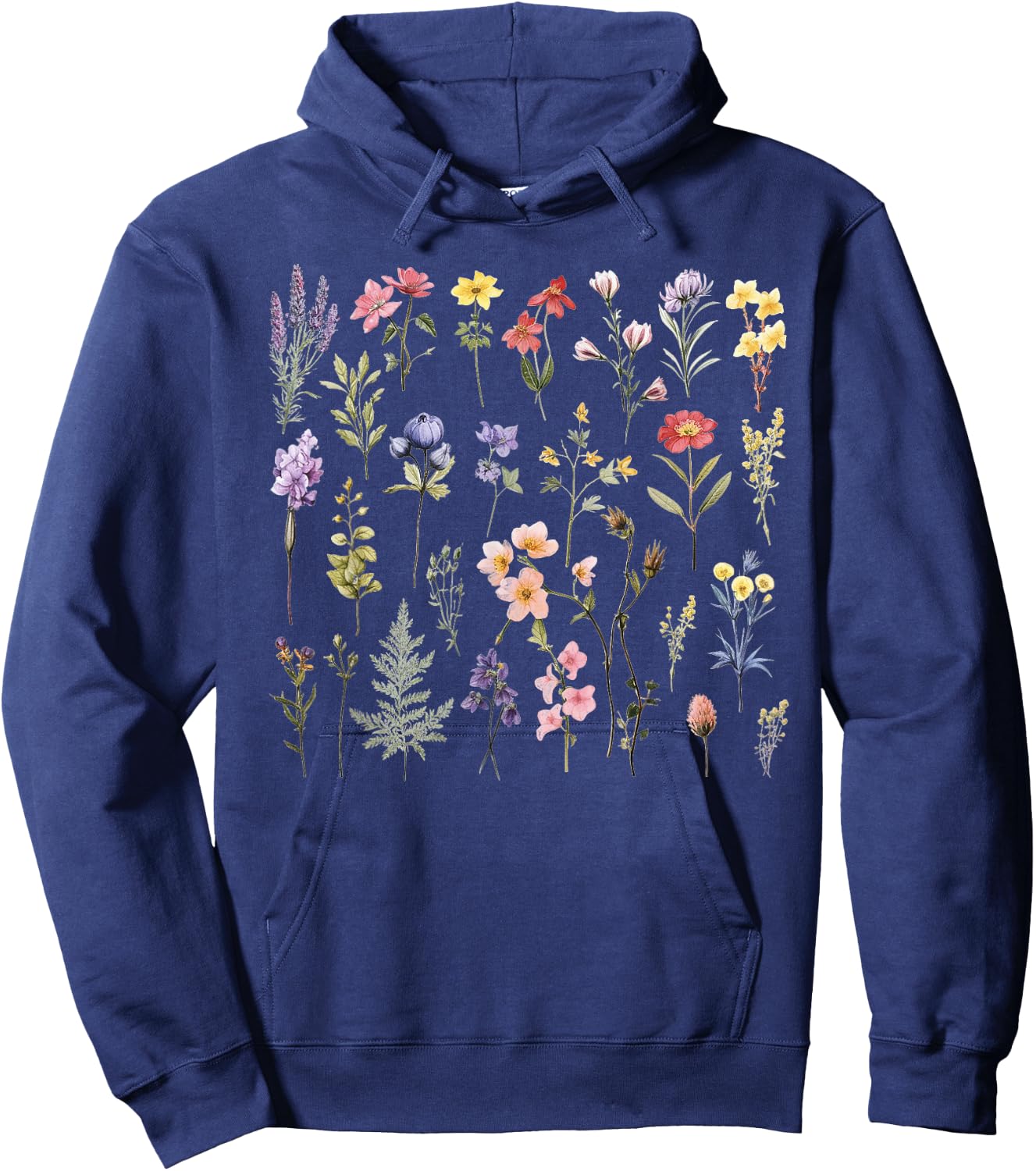 Vintage Flowers Women Wildflower Graphic Floral Gardening Hoodie - Hoodie | Navy