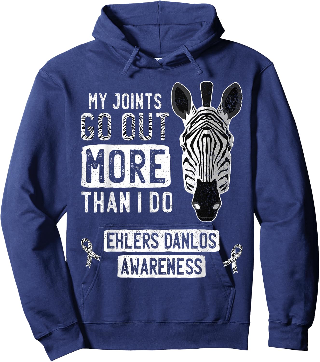 My Joints Go Out Ehlers-Danlos Syndrome EDS Awareness Zebra Hoodie - Hoodie | Navy
