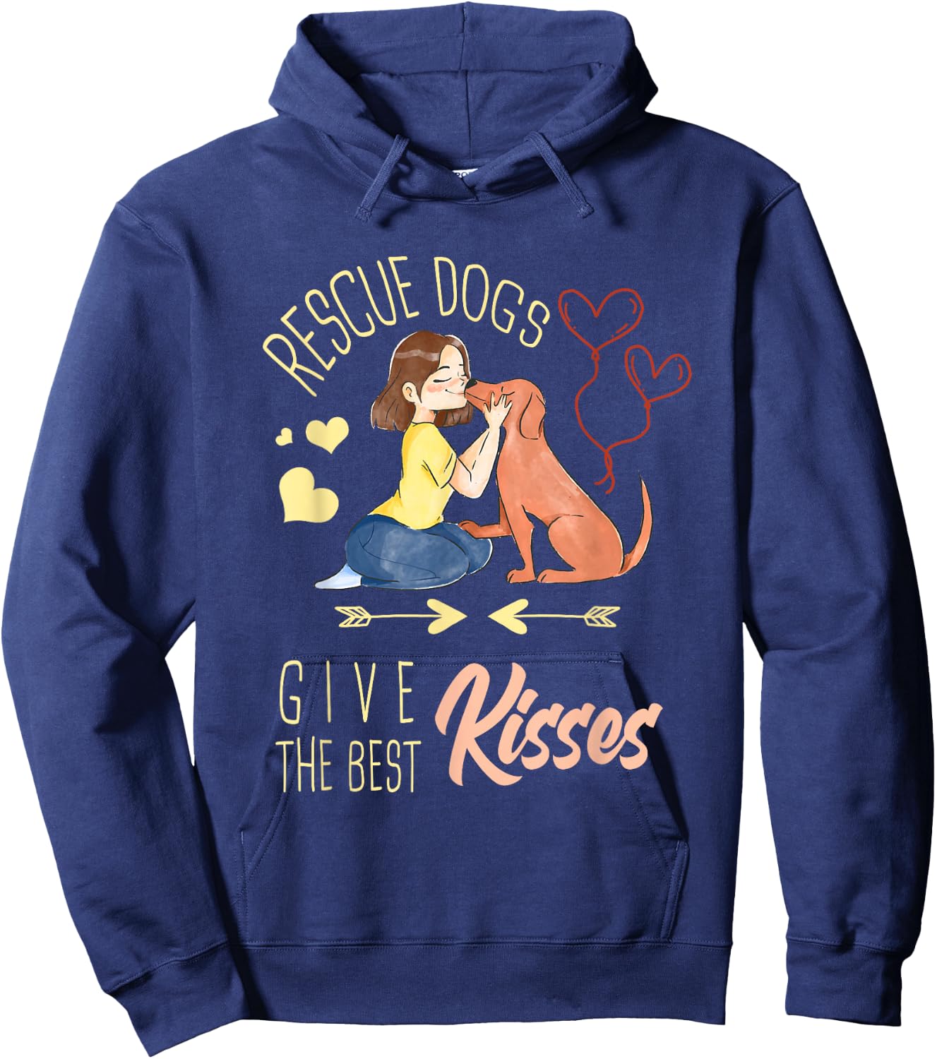 Vintage Rescue Dogs Give The Best Kisses Adopted Dog Lovers Hoodie - Hoodie | Navy