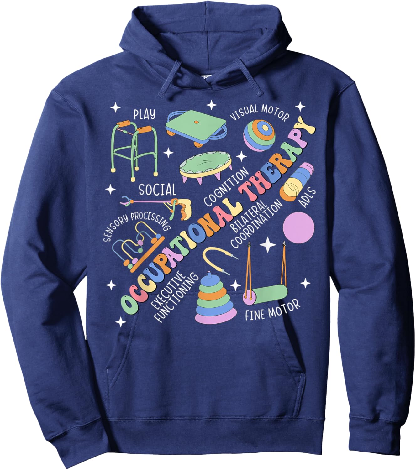 Groovy Occupational Therapy OT Therapist Assistant OTA Retro Hoodie - Hoodie | Navy