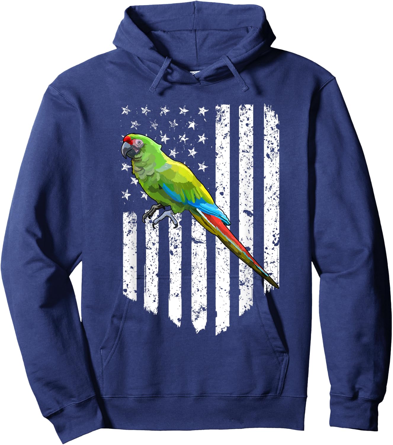 White American Flag Military Macaw Bird 4th Of July Women Men Hoodie - Hoodie | Navy