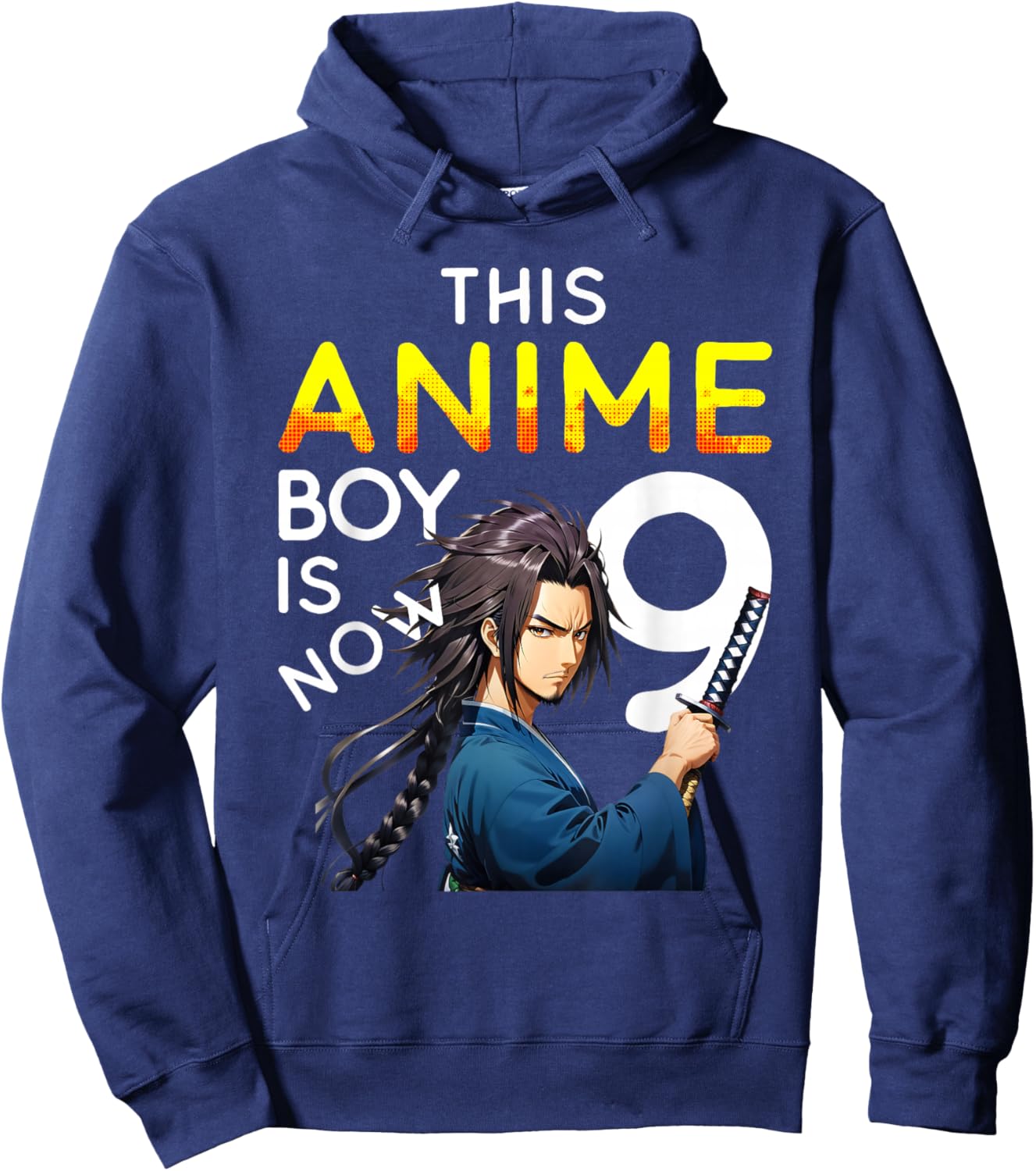 This Anime Boy Is Now 9 Years Old 9th Birthday Kawaii Kids Hoodie - Hoodie | Navy