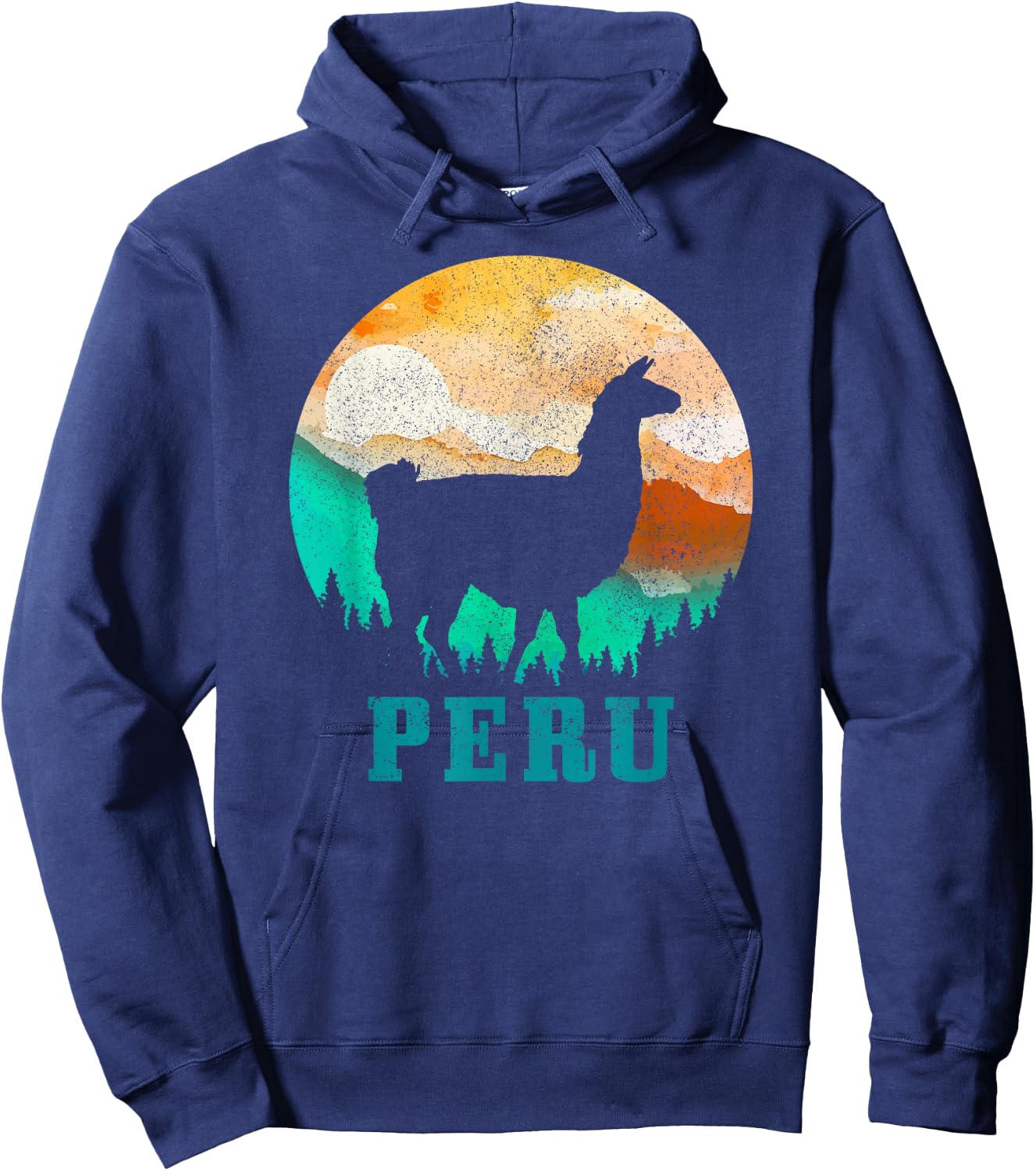 Peru Llama Alpaca Peruvian Roots Pride Vintage Peru Hoodie - Hoodie | Navy