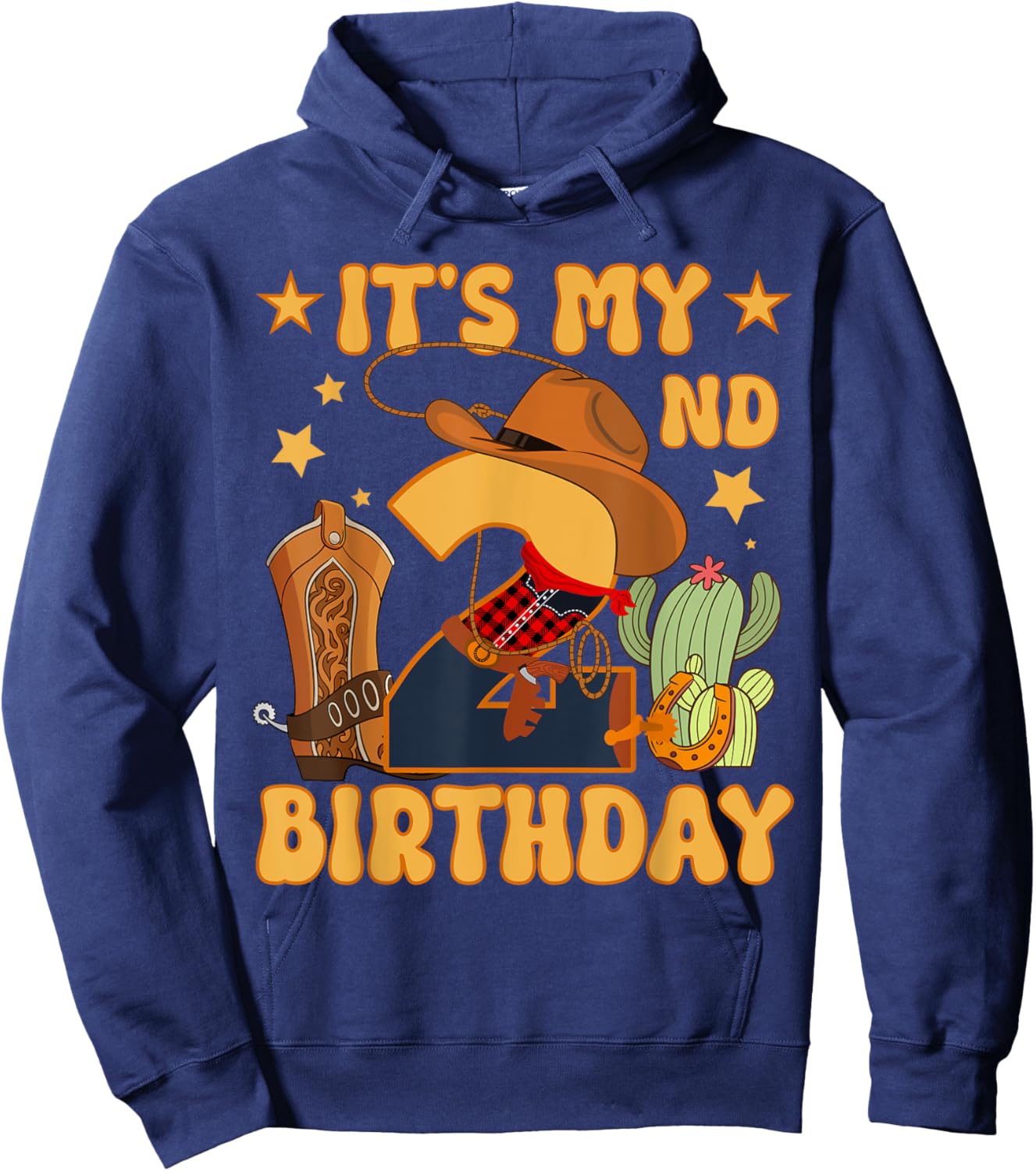 It's My 2nd Birthday Cowboy Rodeo Horse 2 Year Old Bday Boy Hoodie - Hoodie | Navy