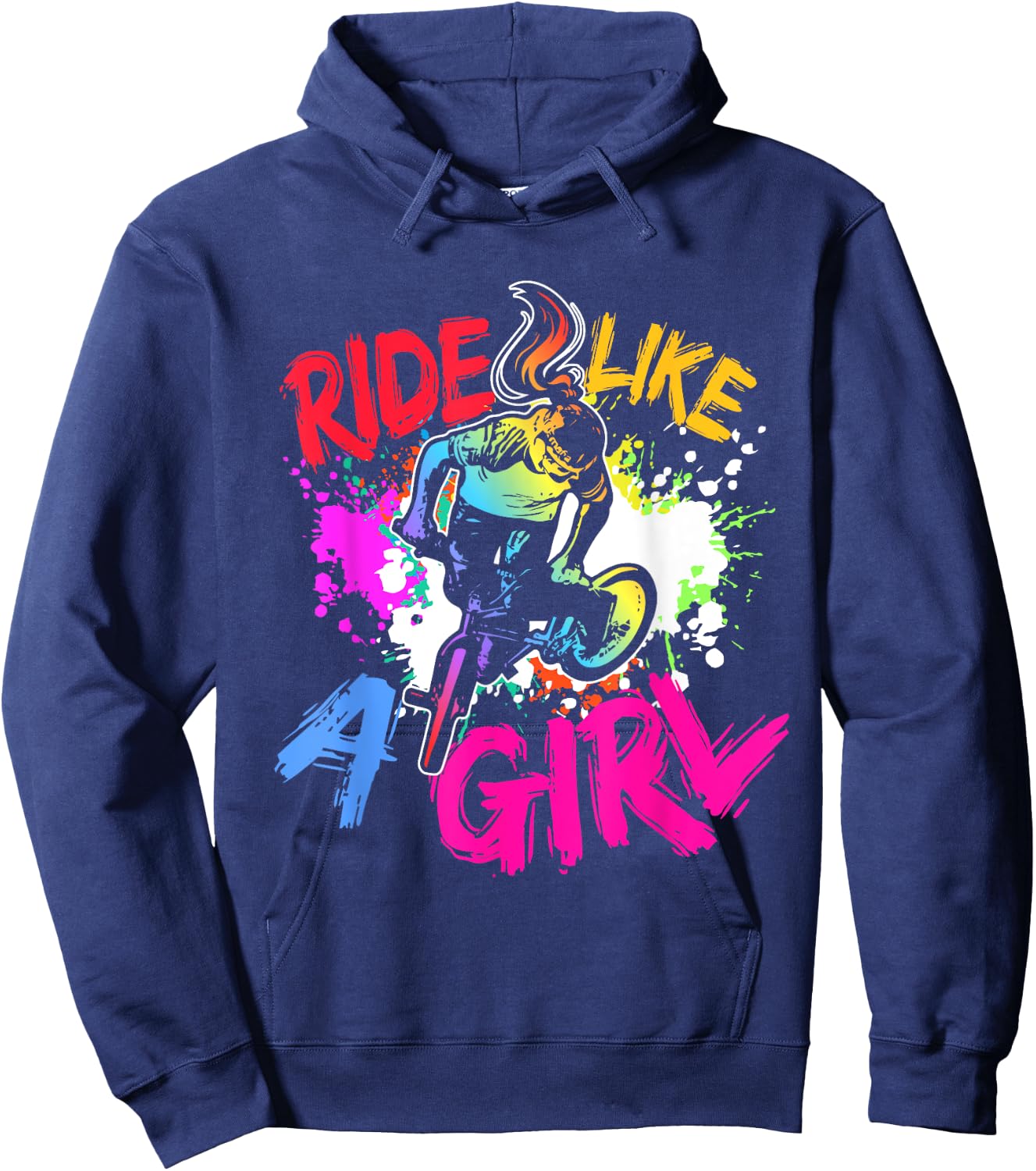 Cool BMX Bike Splash Art BMX Rider Ride Like A Girl Hoodie - Hoodie | Navy