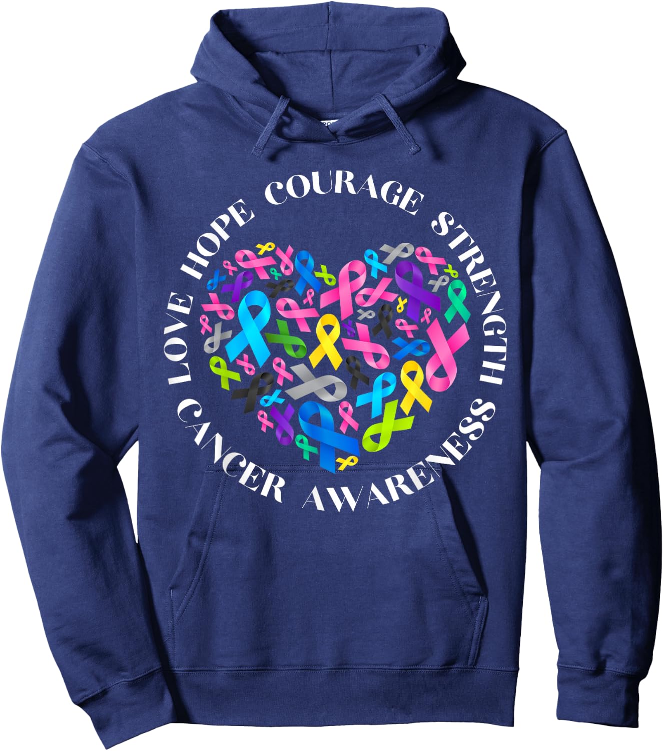 All Cancer Matters Awareness Fight All Cancer Ribbon Support Hoodie - Hoodie | Navy