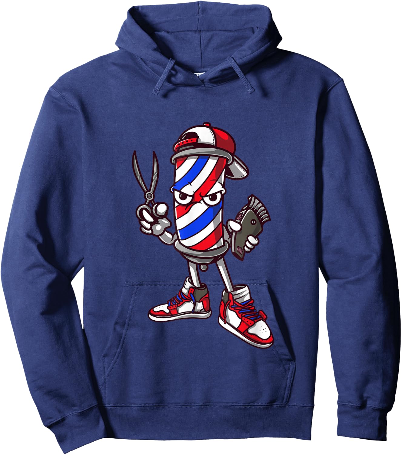 Barber Vintage Cool Outfit Hairdresser Gift Barbershop Hoodie - Hoodie | Navy