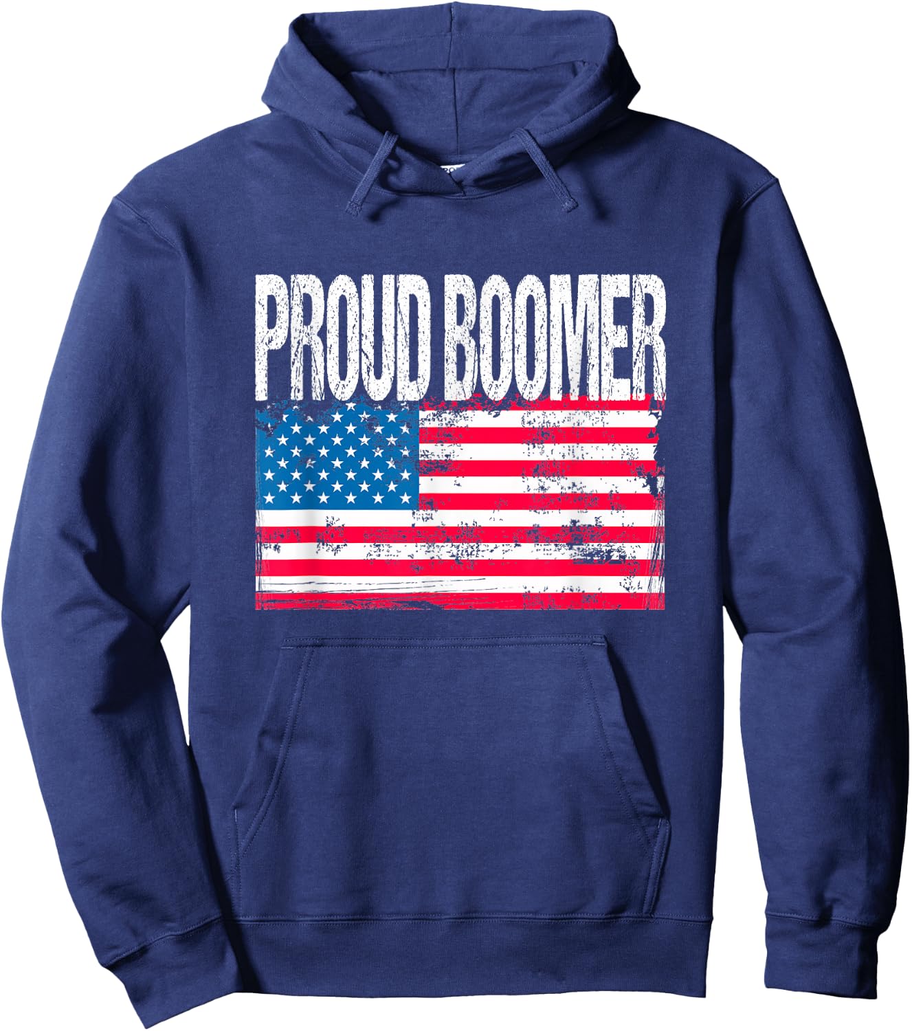 Vintage Patriotic US Flag - Proud Boomer - Baby Boomer Hoodie - Hoodie | Navy