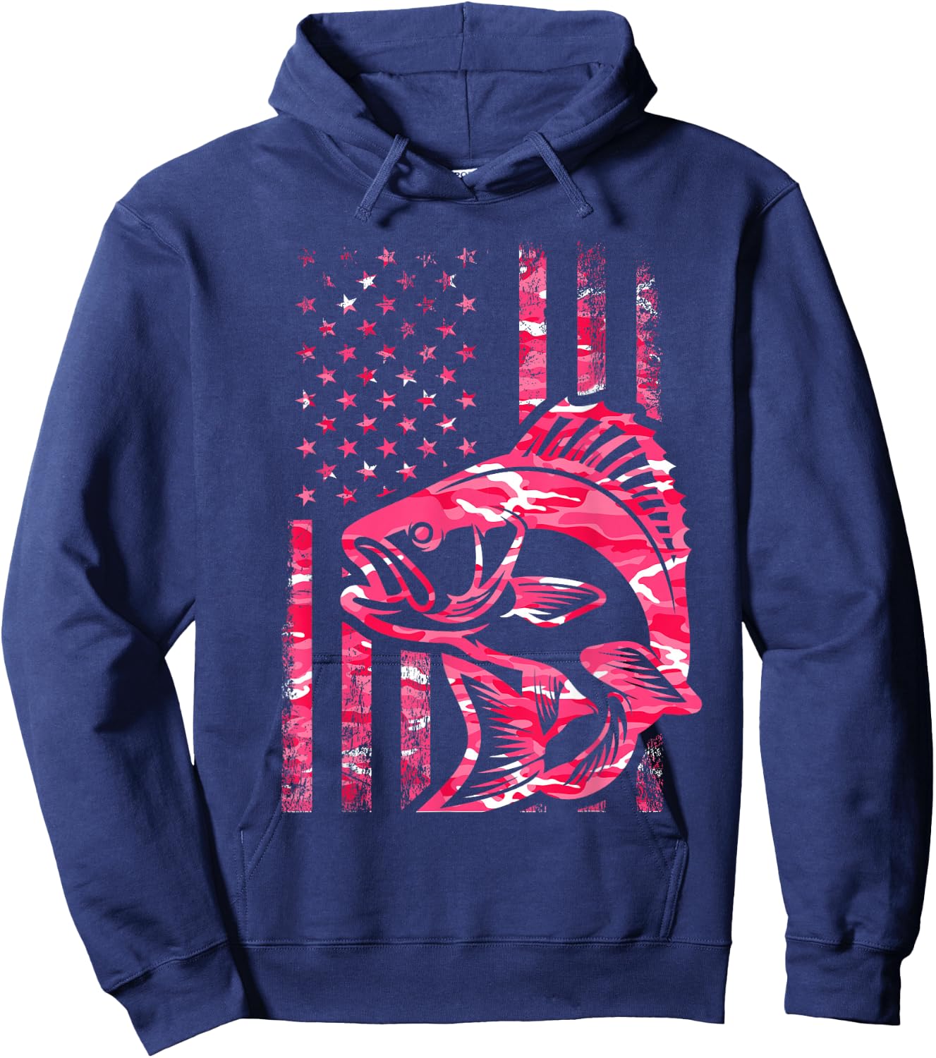 Pink Camo American Flag Fishing Shirt Women Bass Fishing Hoodie - Hoodie | Navy