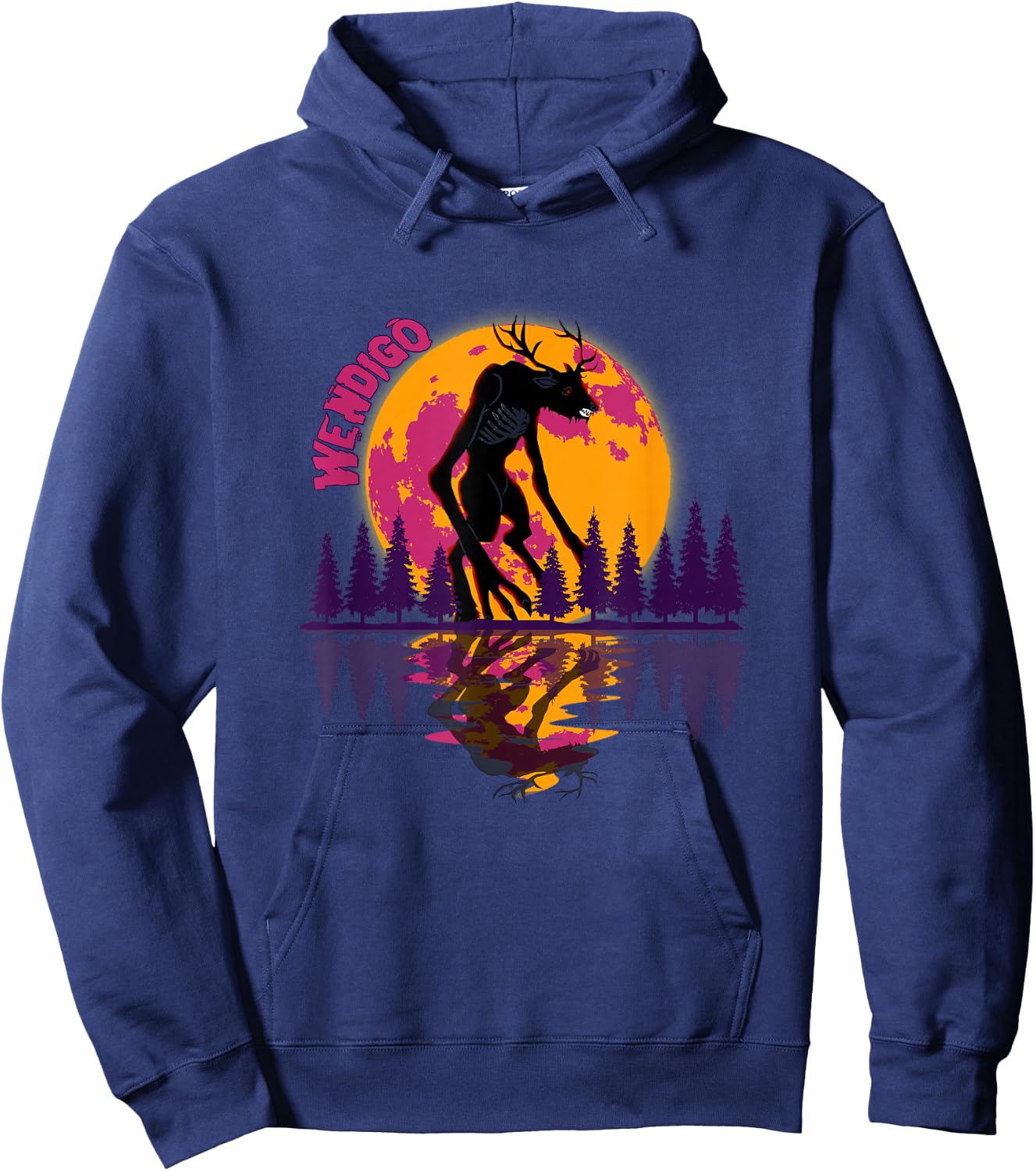 Cryptid Full Moon and Wendigo Hoodie - Hoodie | Navy