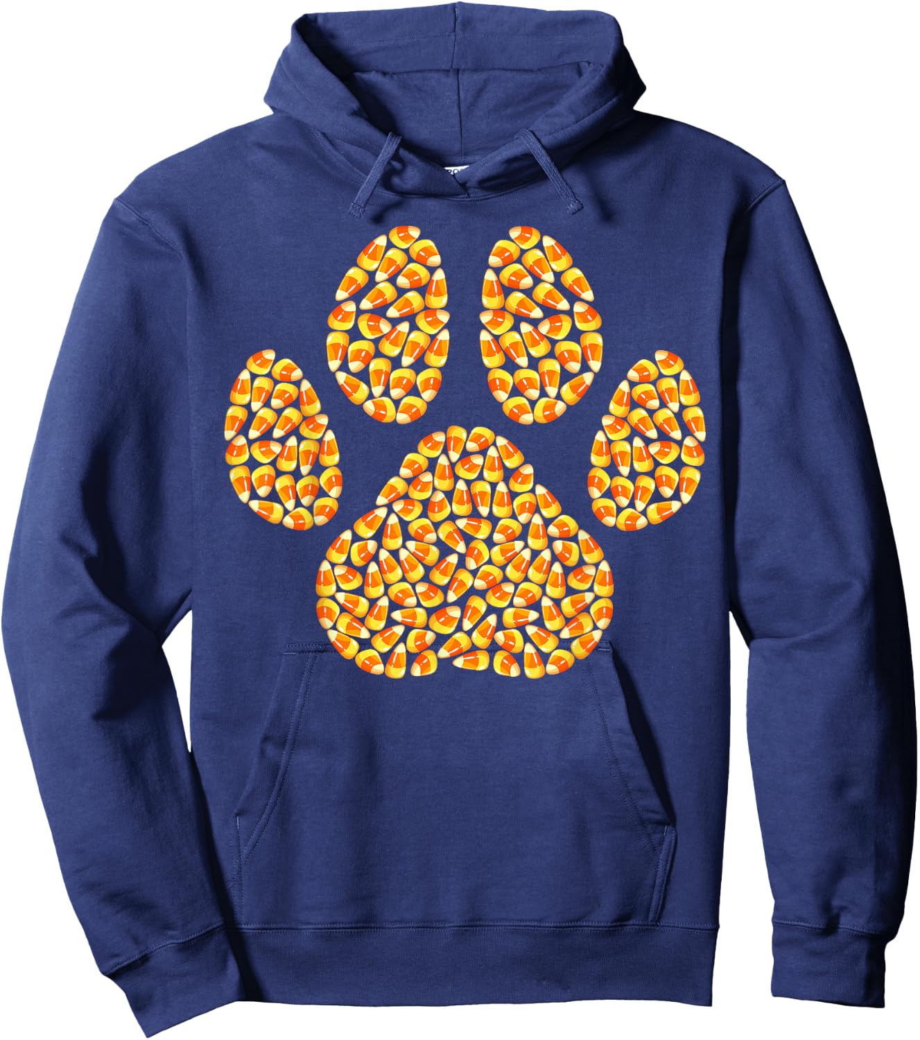 Funny Candy Corn Dog Paw Print Happy Halloween Day Kids Boys Hoodie - Hoodie | Navy
