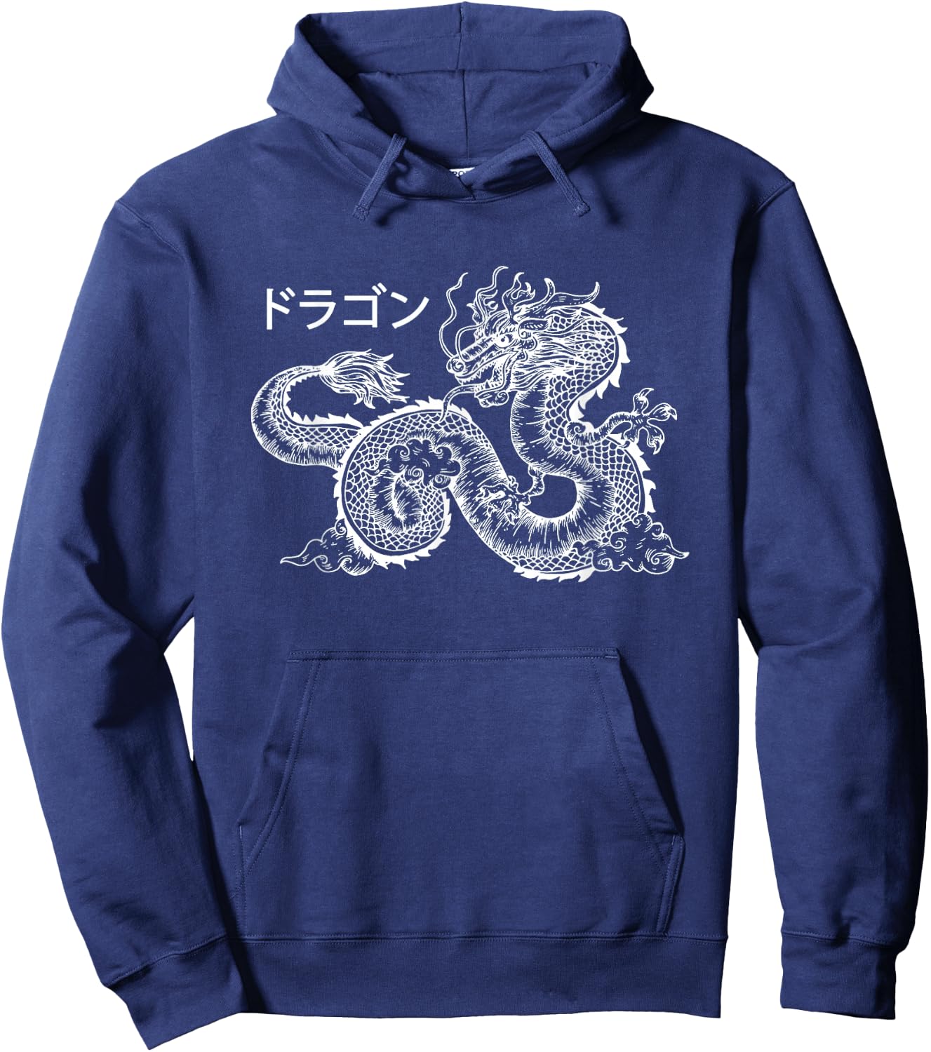 Japanese Aesthetic Dragon Kanji Clothes Women Teen Girls Men Hoodie - Hoodie | Navy