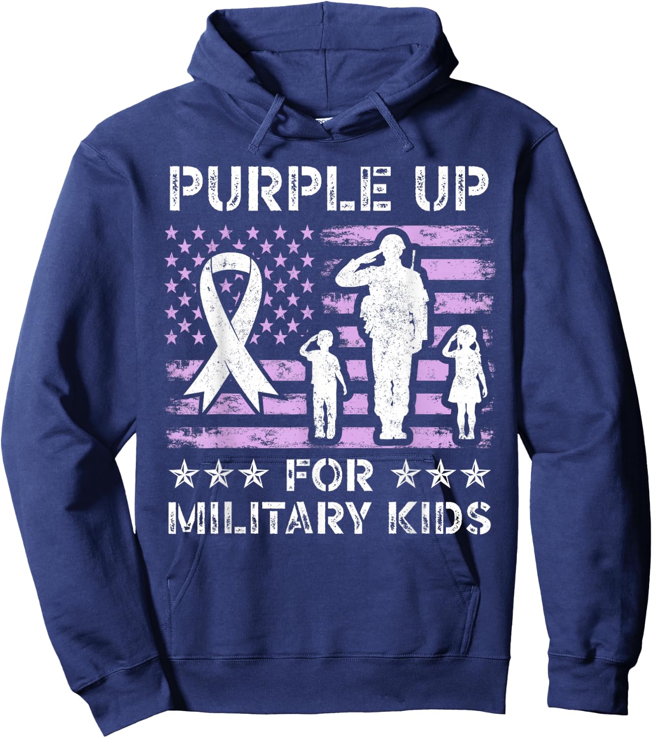 Purple Up for Military Kids Boys and Girls Military Child Hoodie - Hoodie | Navy