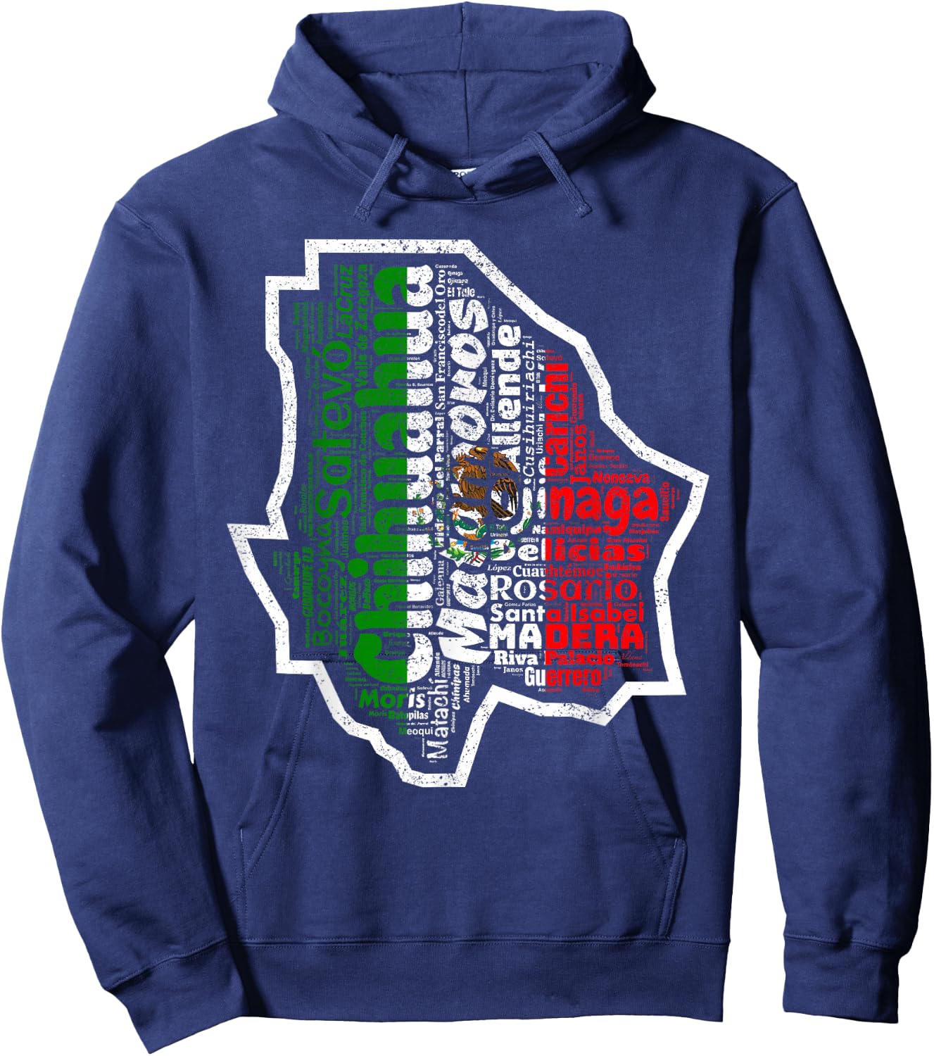 Chihuahua Mexico Mapa Bandera Mexicana State Hoodie - Hoodie | Navy