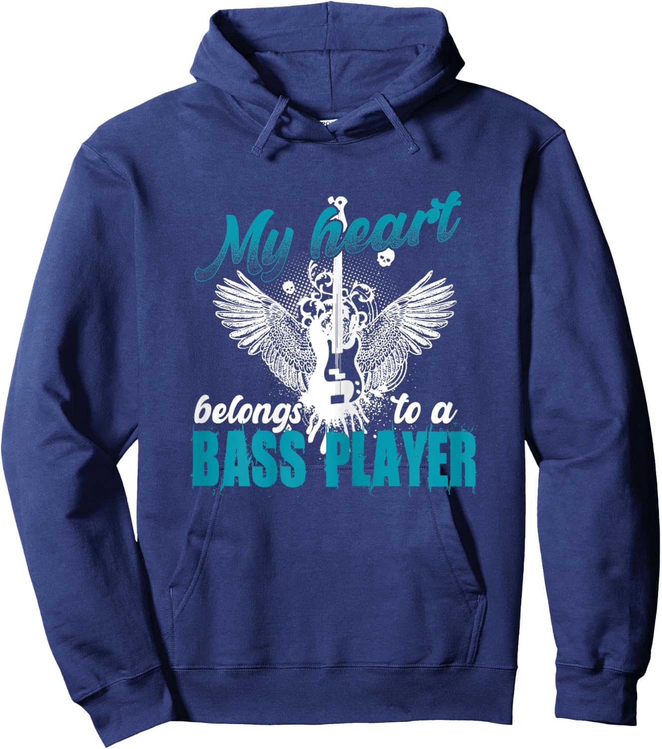 My Heart Belongs To A Bass Player Shirt Wives, Girlfriends Hoodie - Hoodie | Navy