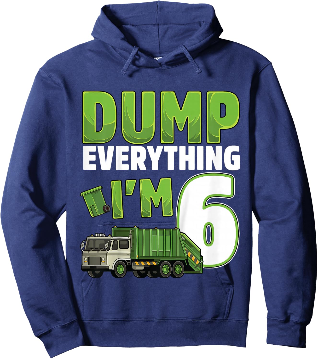 Kids Recycling Trash 6 Year Old Garbage Truck 6th Birthday Boy Hoodie - Hoodie | Navy