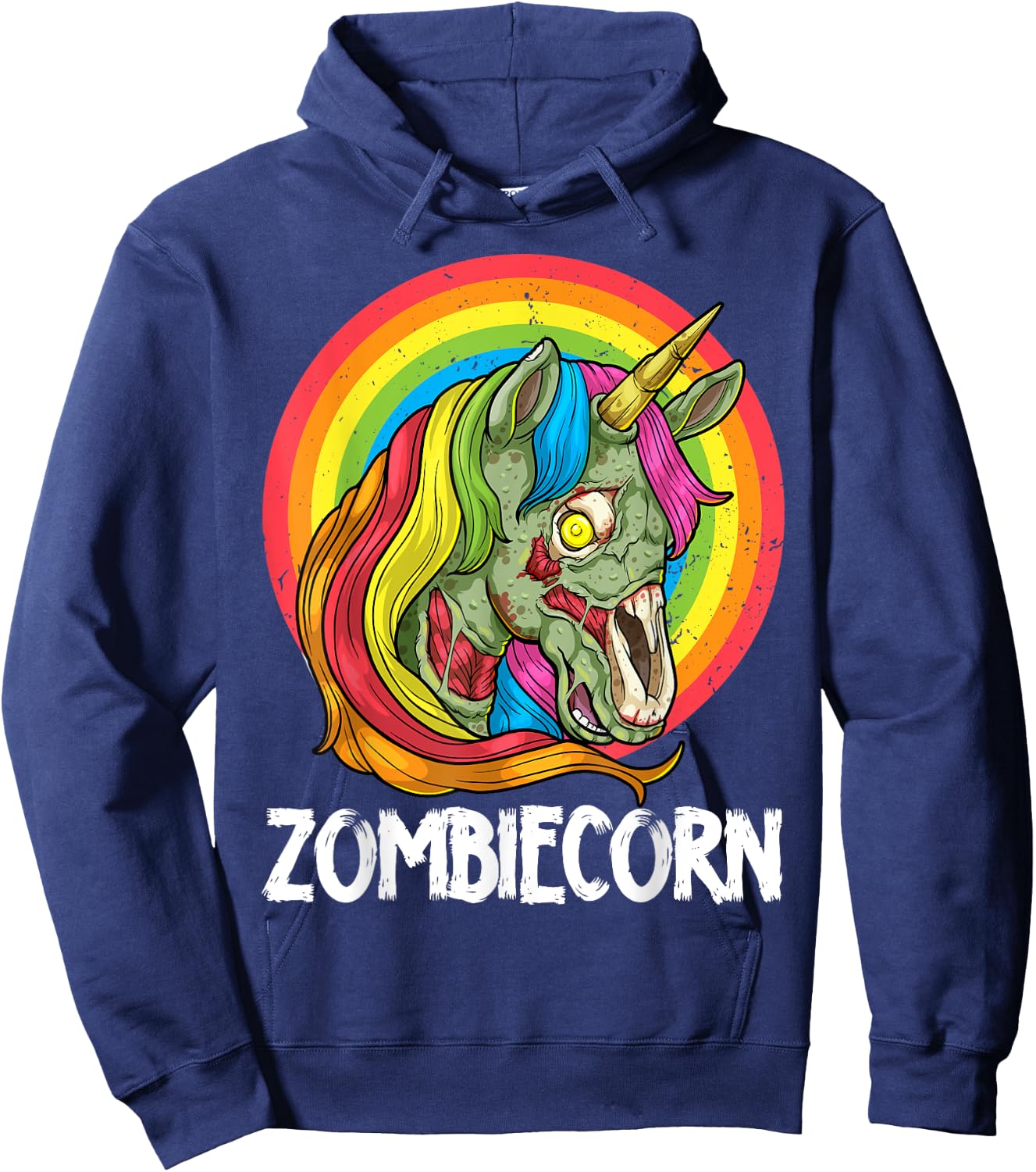 Zombiecorn Zombie Unicorn Halloween Costume Rainbow Undead Hoodie - Hoodie | Navy