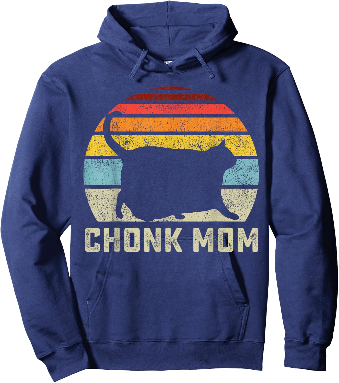 Chonk Cat Mom Scale Meme Funny Retro Style Mommy Cats Memes Hoodie - Hoodie | Navy