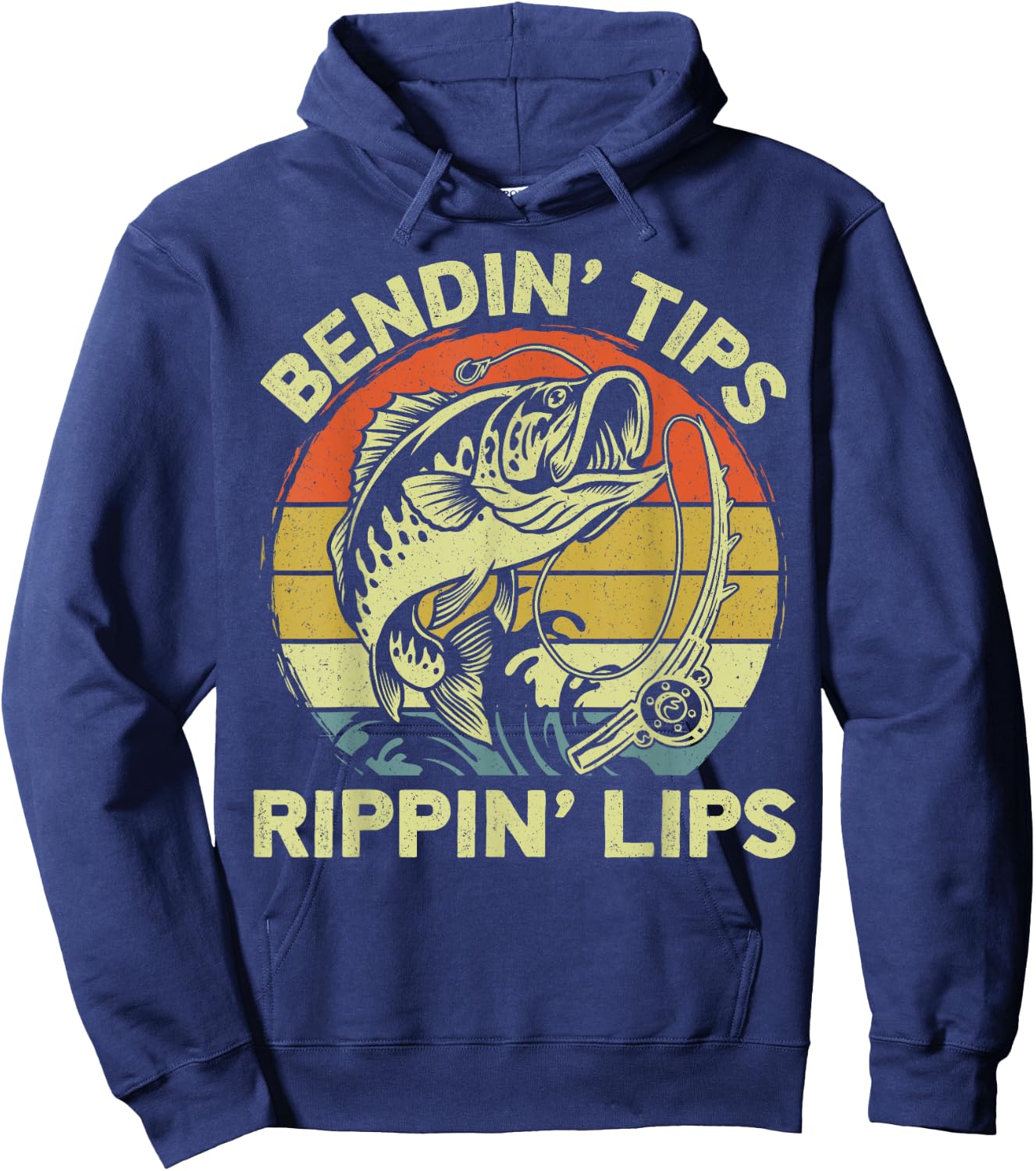Bendin' Tips Rippin' Lips - Funny Fishing Quote Funny Dad Hoodie - Hoodie | Navy