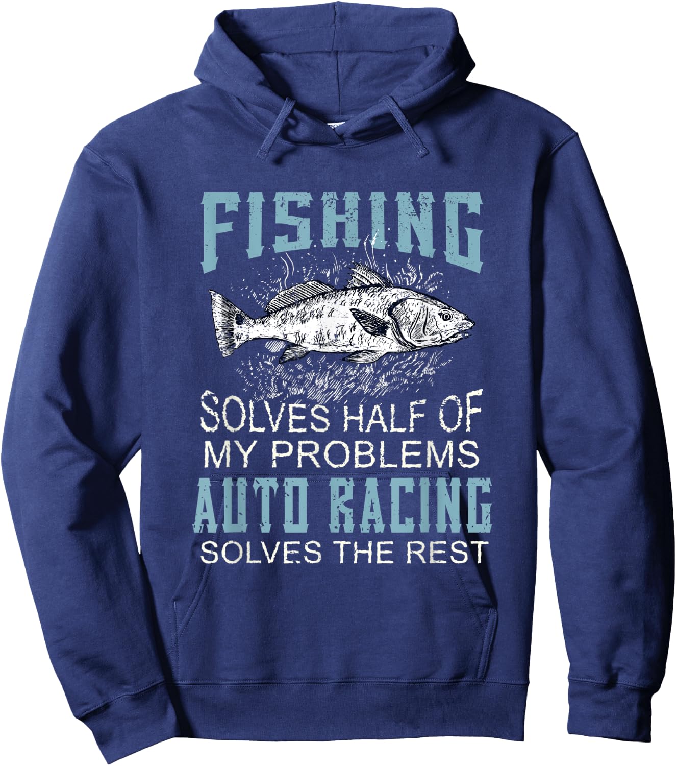 Solves Half Of My Problems Fishing Car Racing Fish Hoodie - Hoodie | Navy