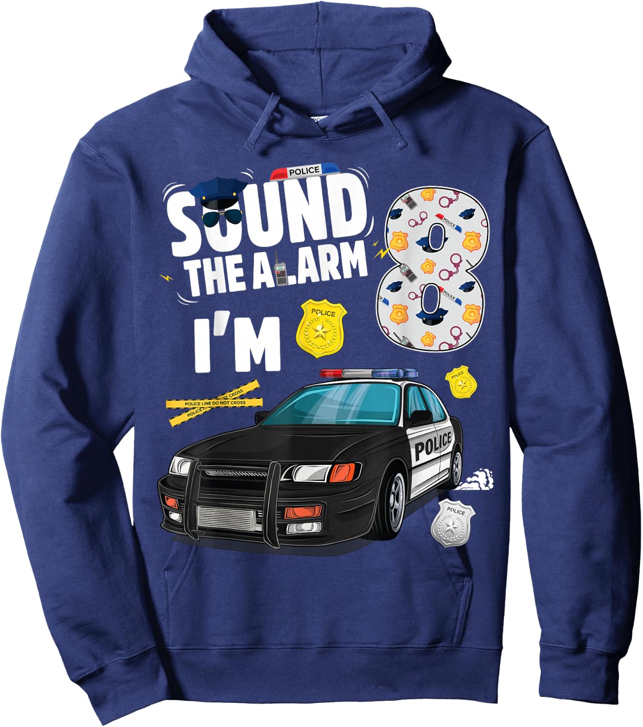 Police Car 8th Birthday Boy 8 year old Cop Policeman Officer Hoodie - Hoodie | Navy