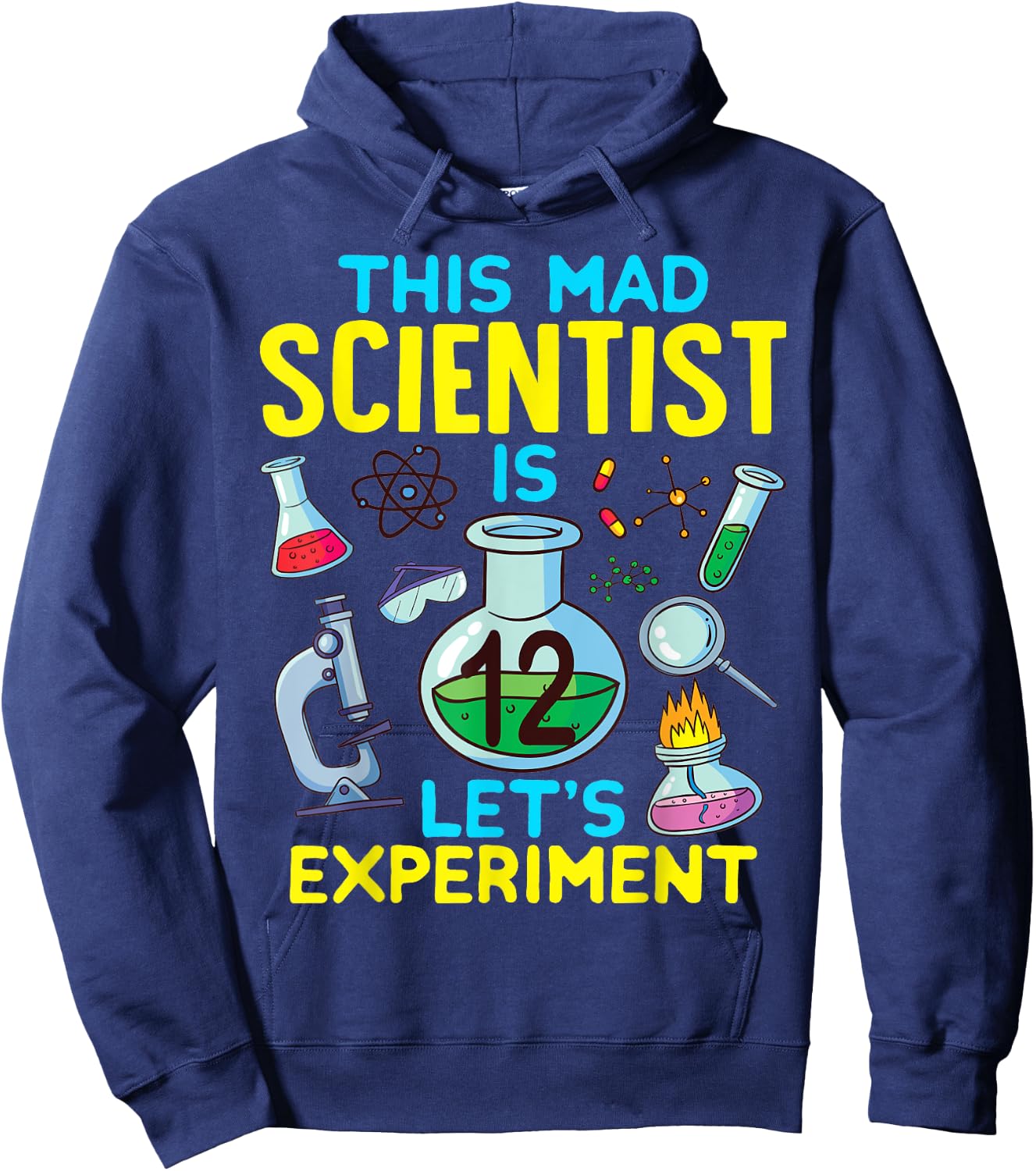 12th Birthday This Mad Scientist Is 12 Let's Experiment Hoodie - Hoodie | Navy