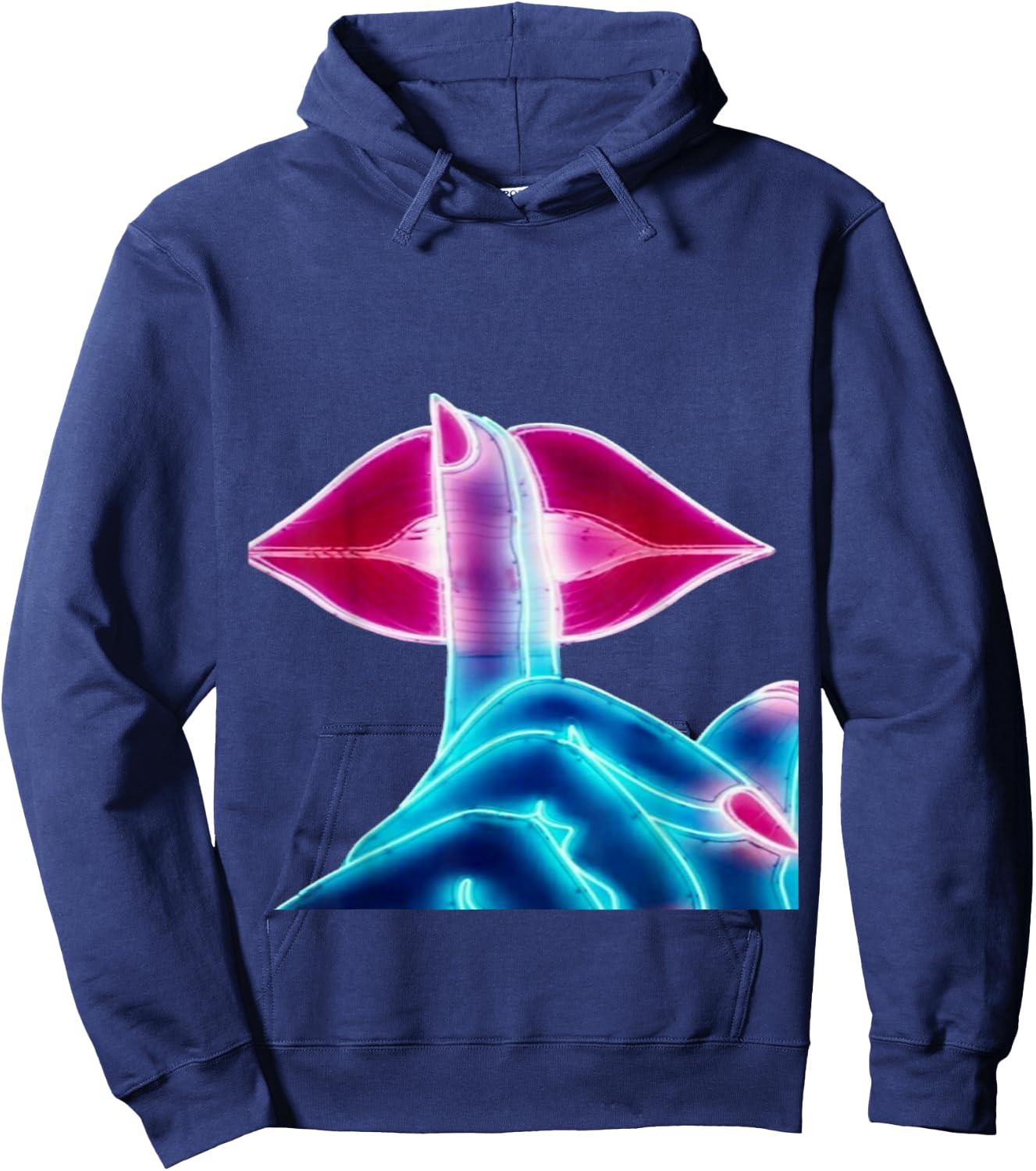 Red lips (shhh)Silence Hoodie - Hoodie | Navy
