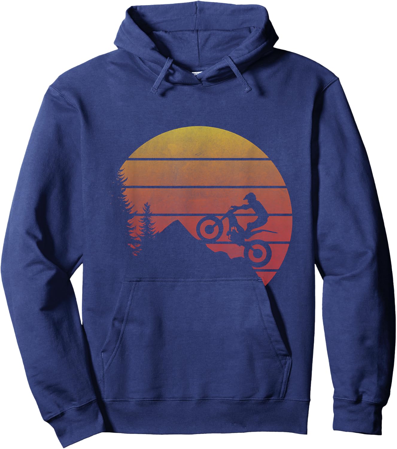 Vintage Trial Design -Adults Kids Black Motorcycle Small Classic Fit Short Sleeve Cotton 65% Polyester 35% Hoodie - Hoodie | Navy