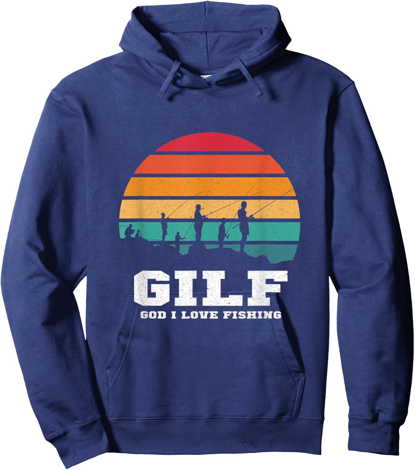 GILF GOD I LOVE Fishing funny angling pun Hoodie - Hoodie | Navy