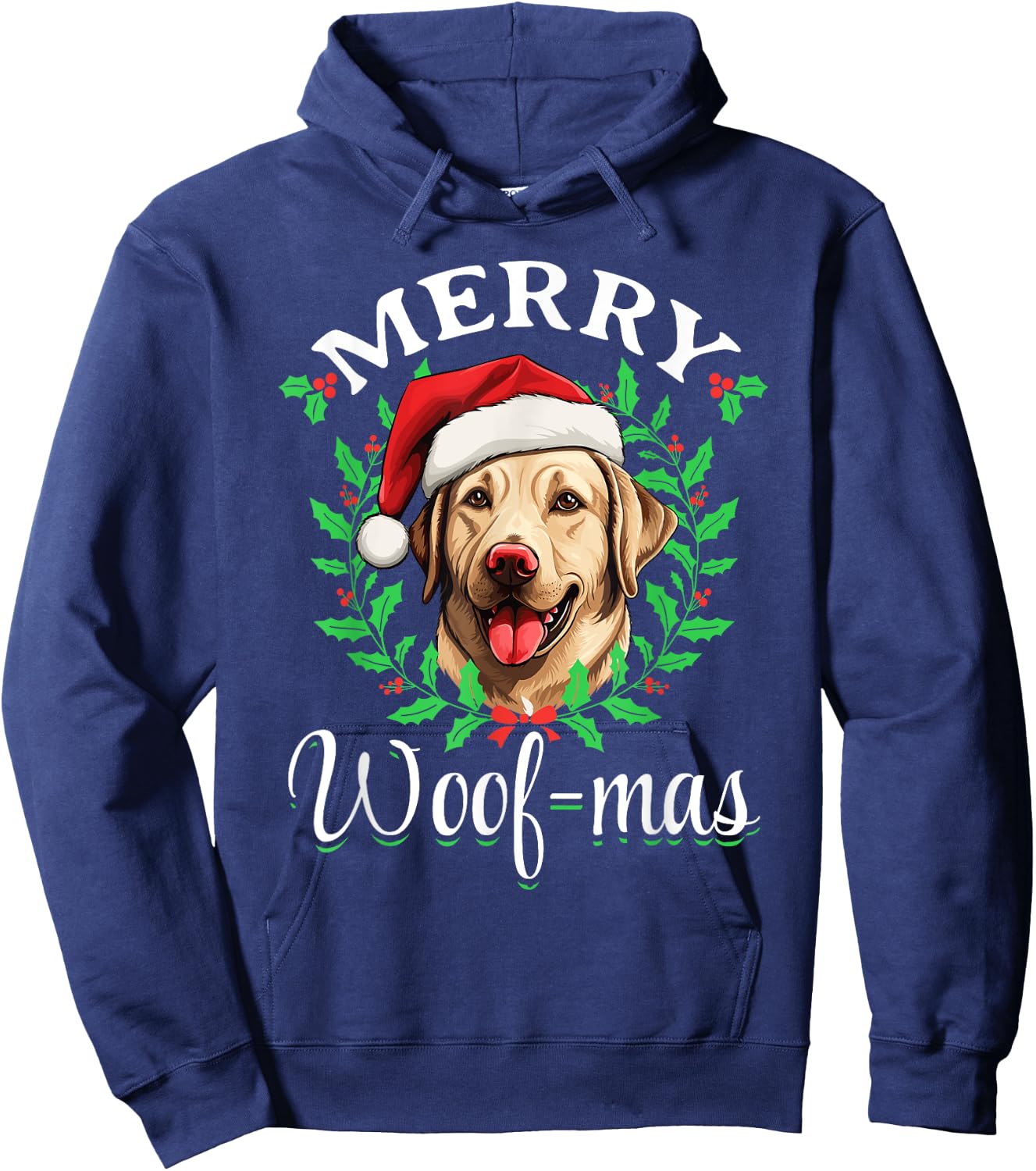 Labrador Retriever Merry Woof-mas Christmas X-mas Hoodie - Hoodie | Navy
