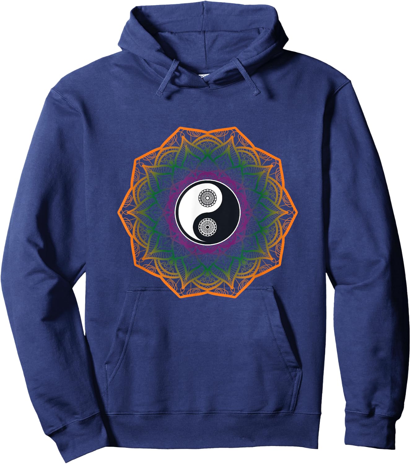 Mandala Yin And Yang Sanskrit Chinese Asian Harmony Hoodie - Hoodie | Navy
