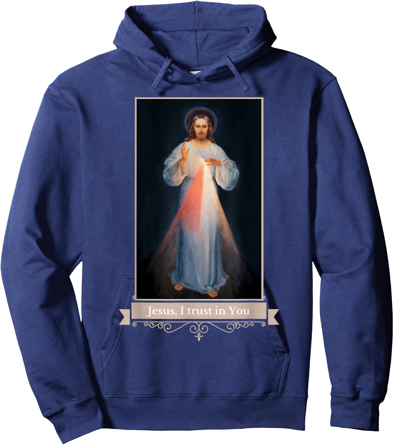 Divine Mercy Jesus I Trust In You Catholic Religious Hoodie - Hoodie | Navy
