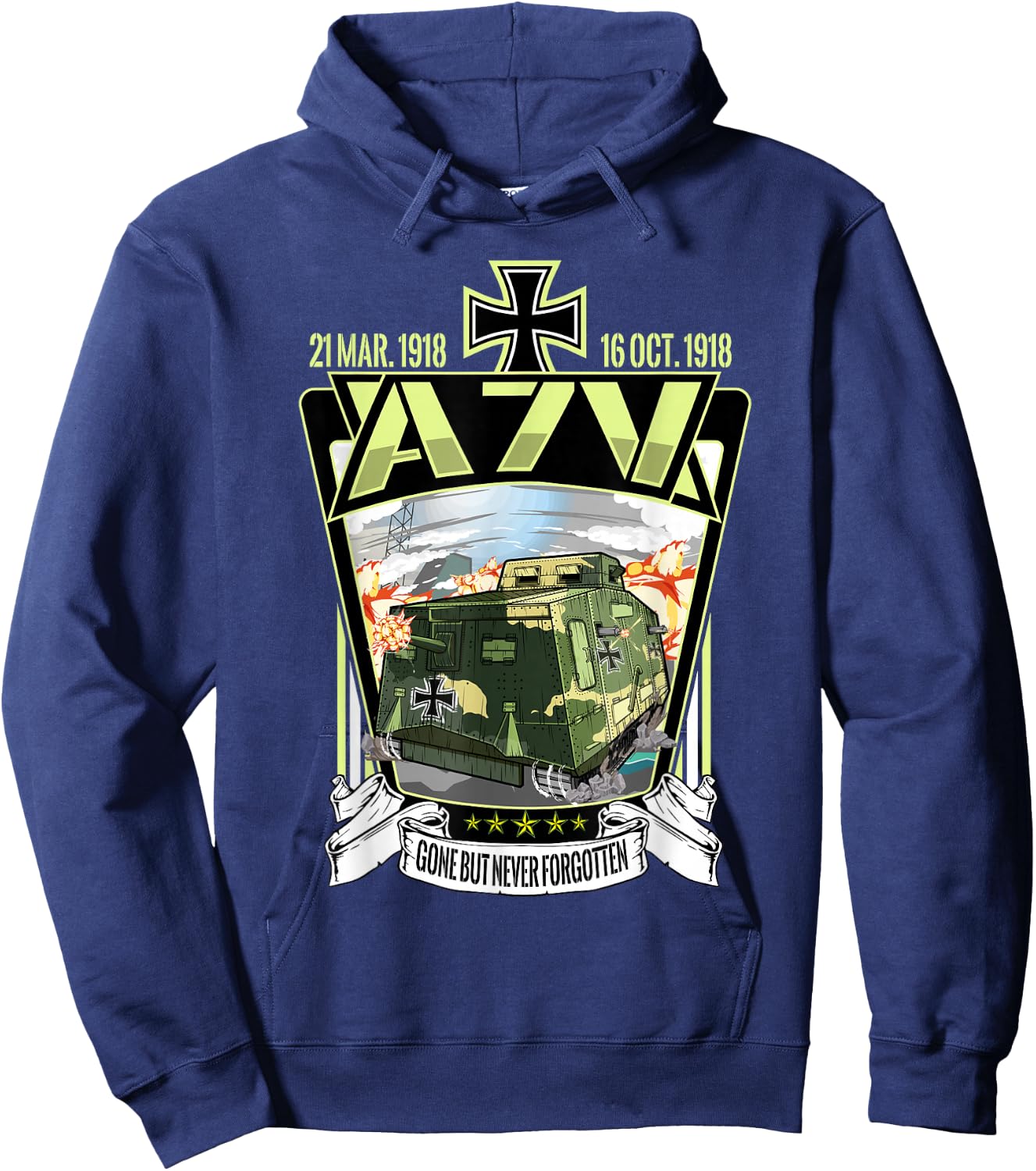 WW1 World War German Heavy A7V Tank Hoodie - Hoodie | Navy