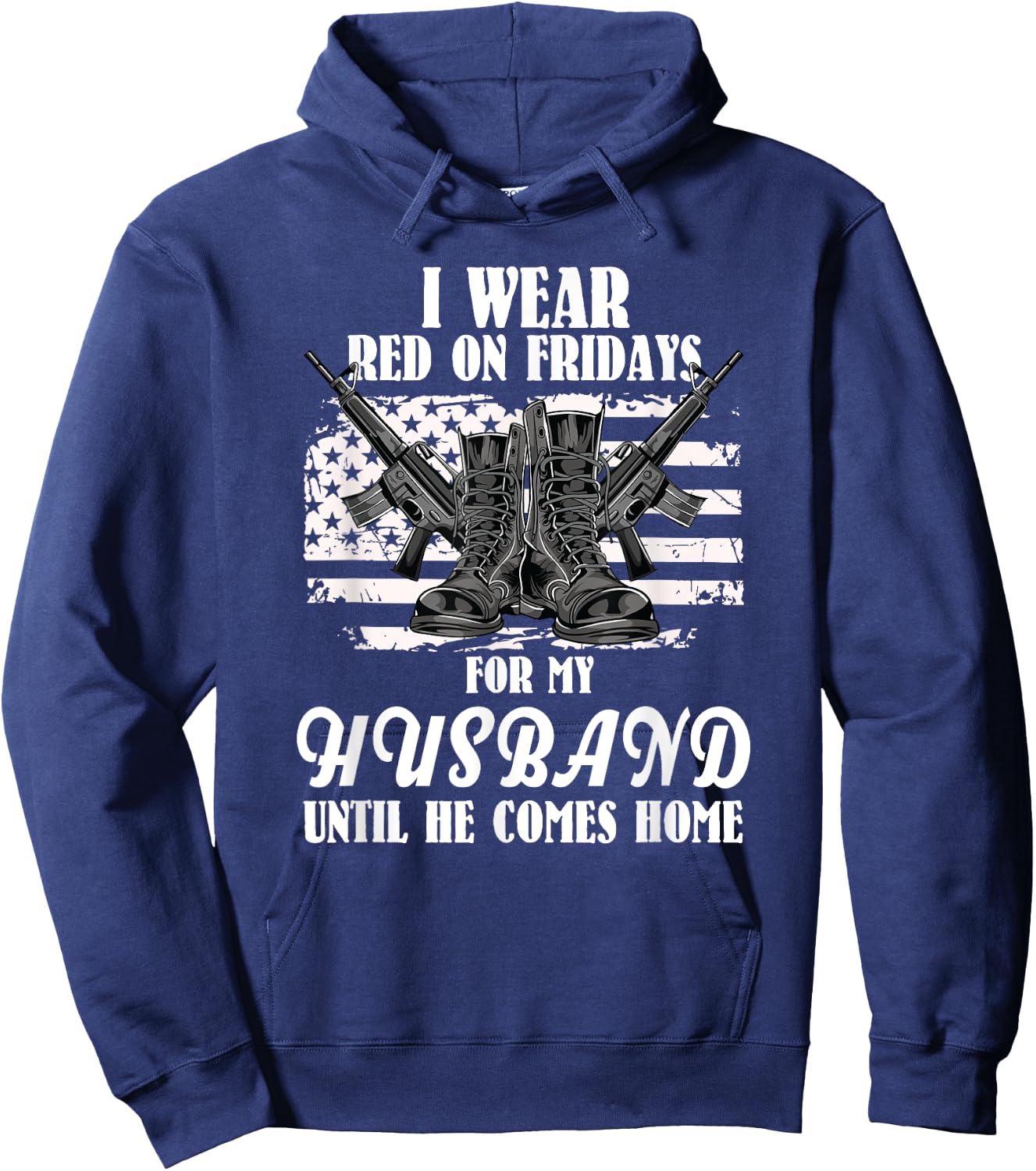 I Wear Red On Fridays For My Husband - US Military Hoodie - Hoodie | Navy