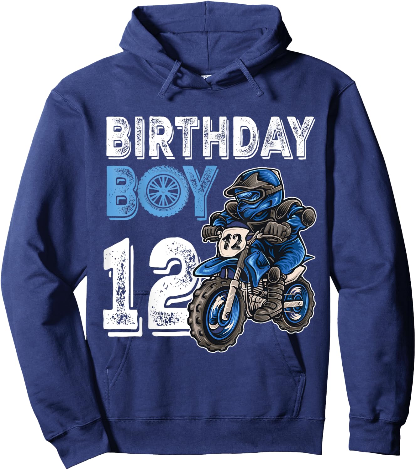 Motocross MX 12th Gift 12 Year Old Dirt Bike Birthday Party Hoodie - Hoodie | Navy