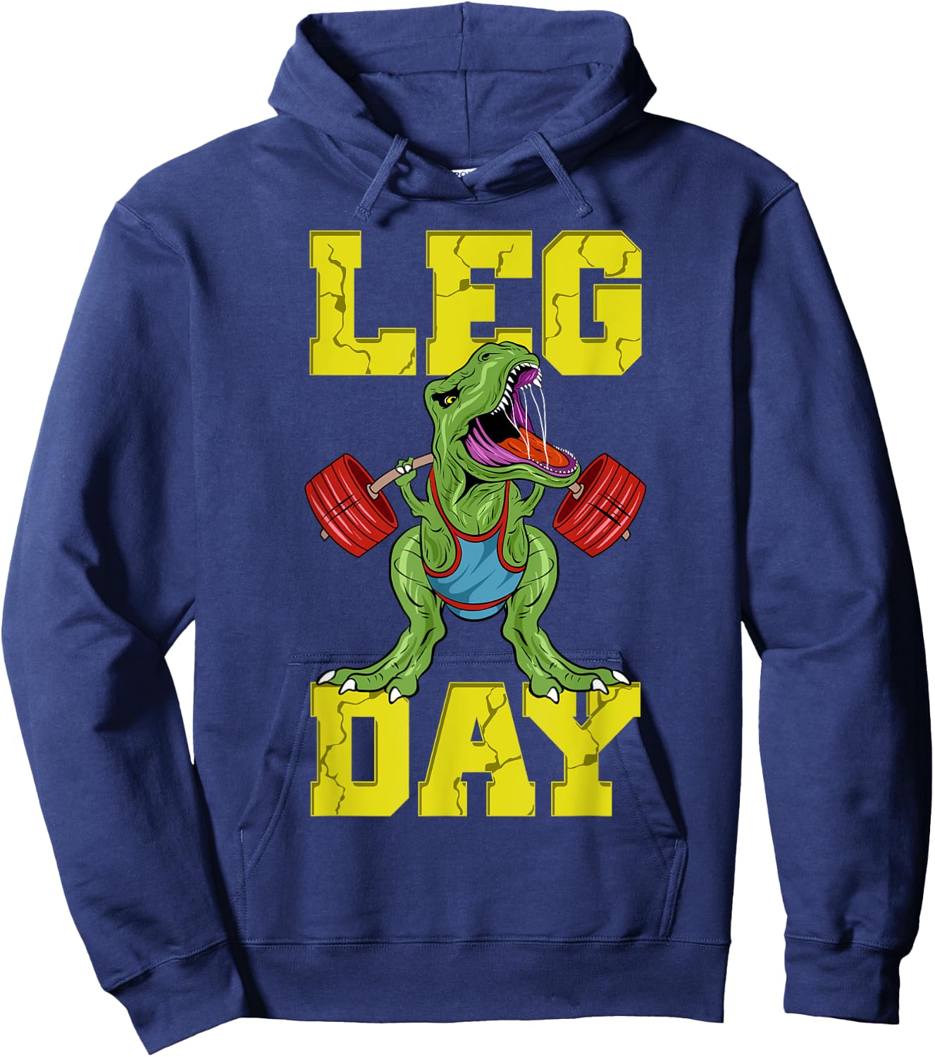 Leg Day Dinosaur Weight Lifter Barbell Training Squat Hoodie - Hoodie | Navy