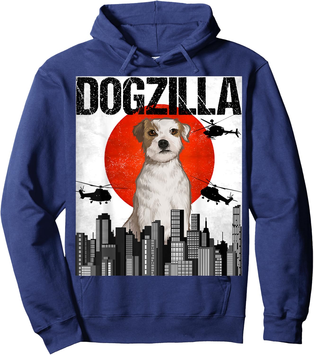 Funny Vintage Japanese Dogzilla Parson Russell Terrier Hoodie - Hoodie | Navy