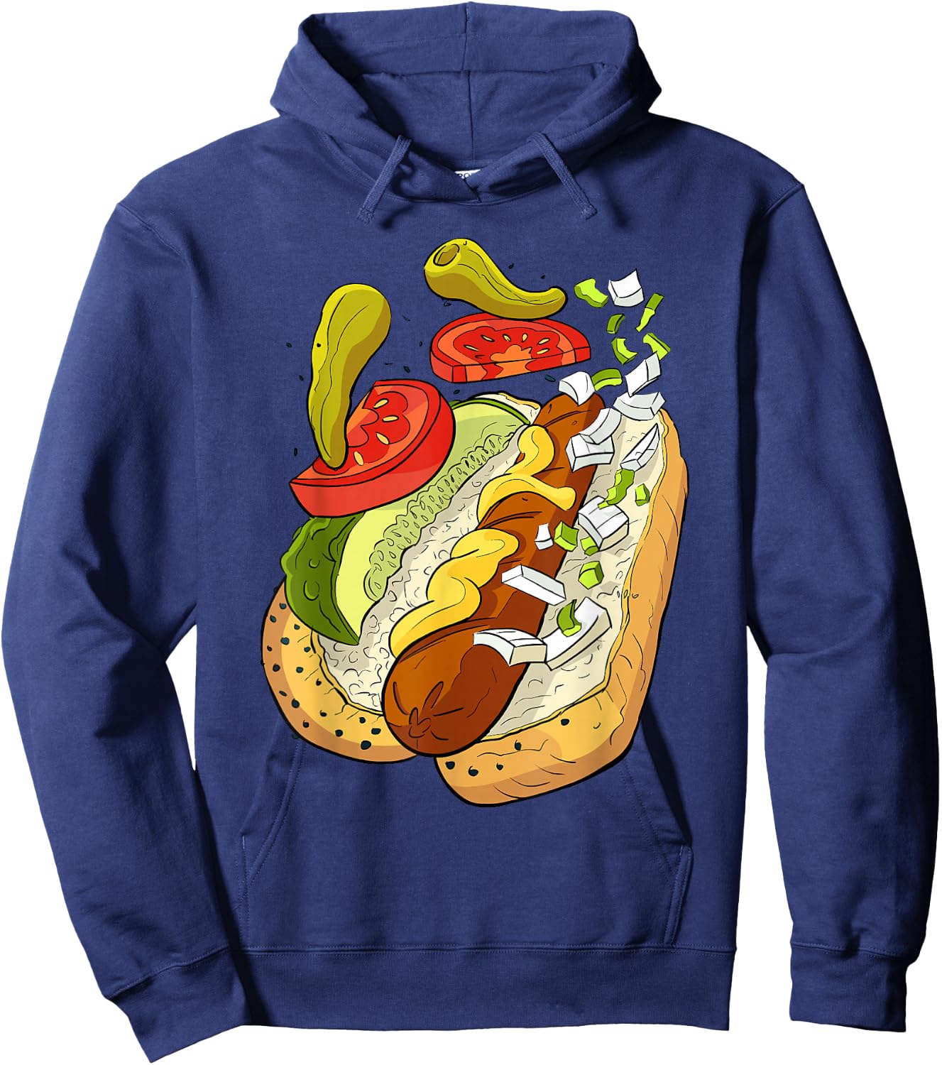 Official Chicago Style Hot Dog Street Art Hoodie - Hoodie | Navy
