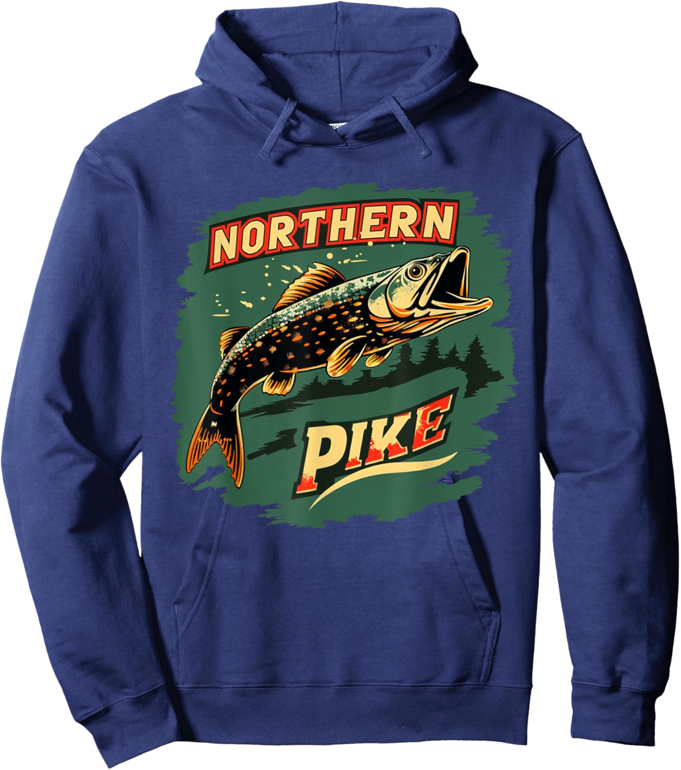Cool Pike Fish Costume for Fishing Boys and Girls Hoodie - Hoodie | Navy