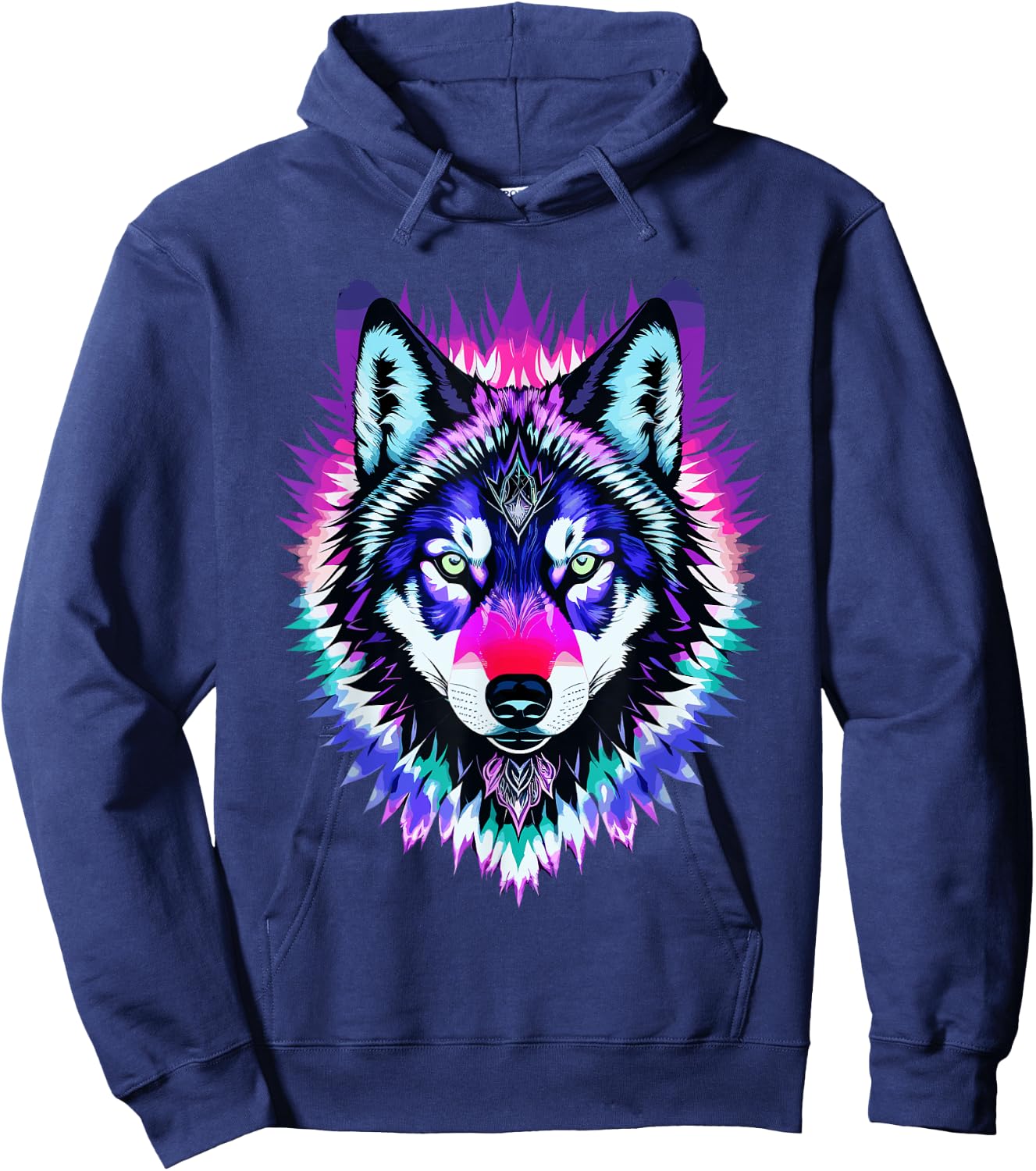 Tie-Dye Wolf Hoodie - Hoodie | Navy