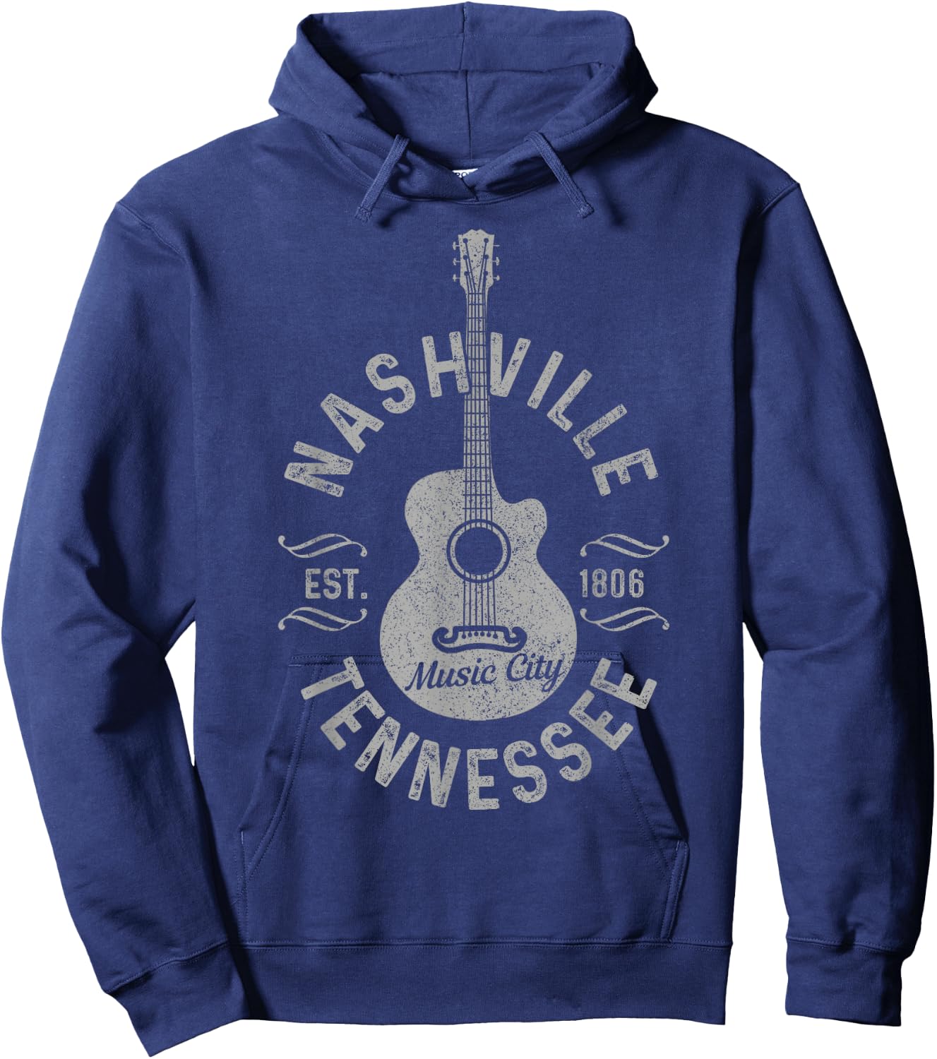 Nashville Tennessee Vintage Guitar Country Music City Hoodie - Hoodie | Navy