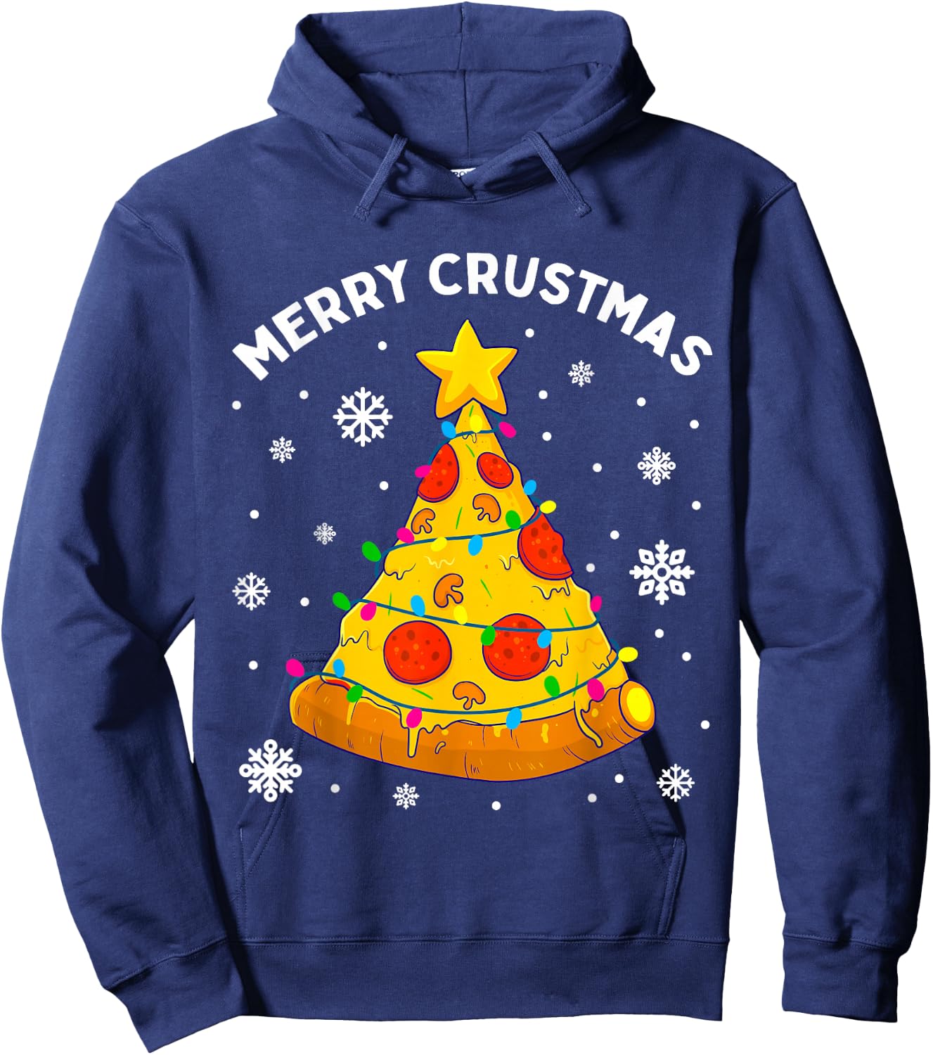 Merry Crustmas Pizza Christmas Tree Xmas Gifts Kids Men Hoodie - Hoodie | Navy