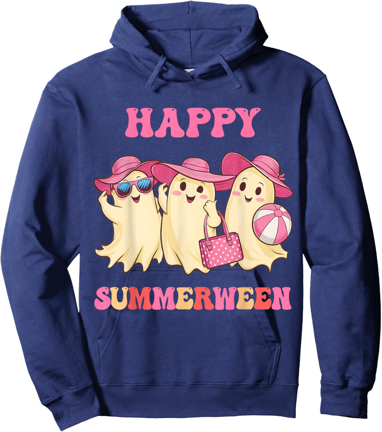 Happy Summerween Summer Halloween Costumes Ghost Lovers Hoodie - Hoodie | Navy
