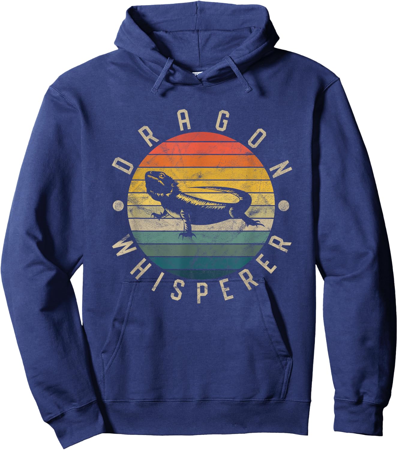 Bearded Dragon Whisperer Vintage Sunset Lizard Reptile Hoodie - Hoodie | Navy
