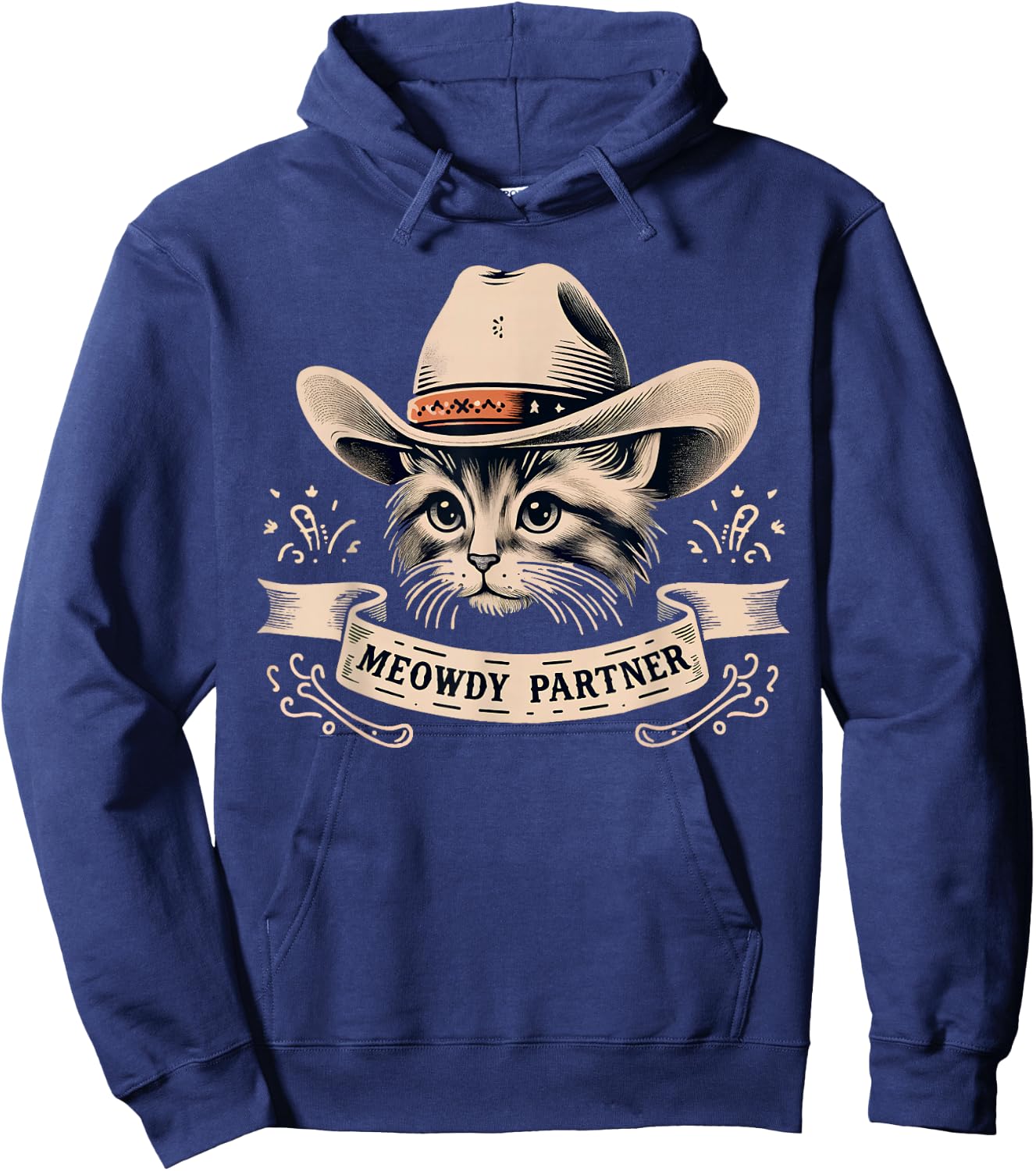 Cat Cowboy Funny Mashup Meowdy Partner Western Countries Hoodie - Hoodie | Navy